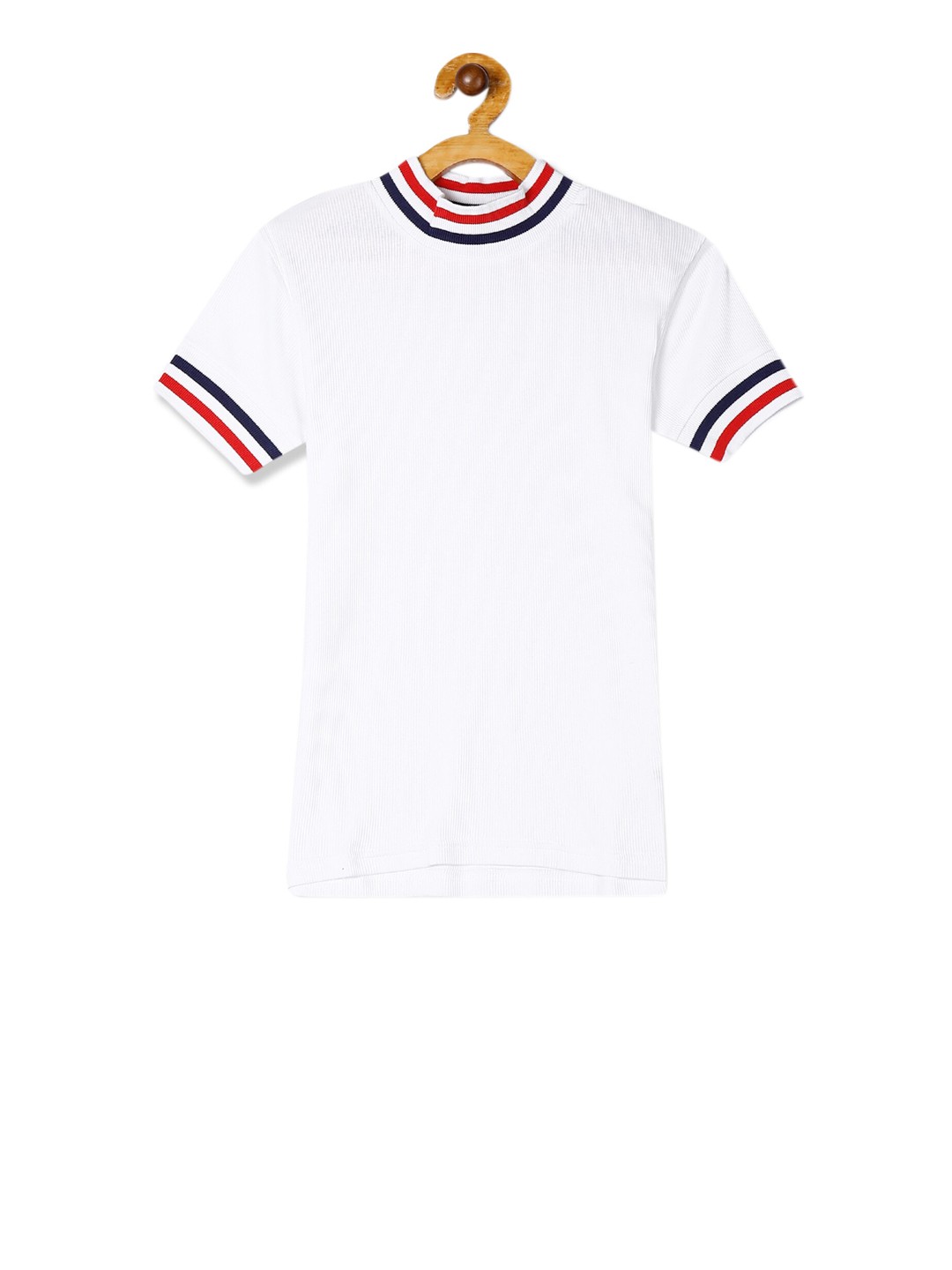 

Cherokee Girls White Solid High Neck Pure Cotton T-shirt