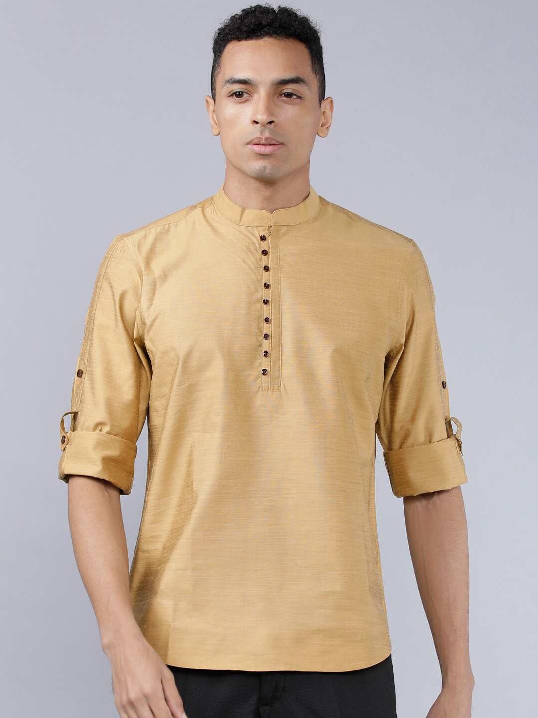 HIGHLANDER Men Khaki & Beige Slim Fit Solid Casual Shirt
