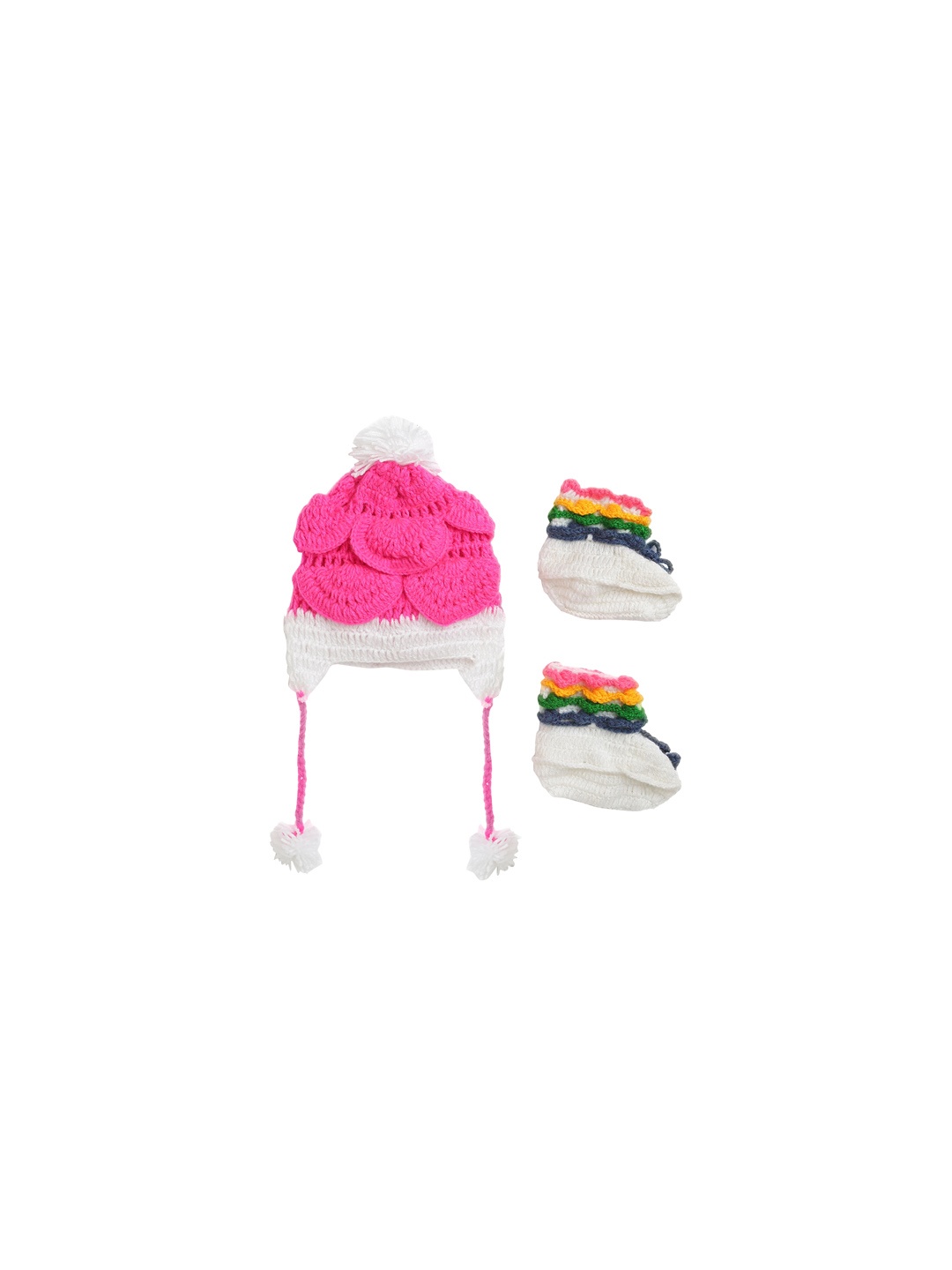 

CHUTPUT Unisex Kids Pink & White Embroidered Beanie