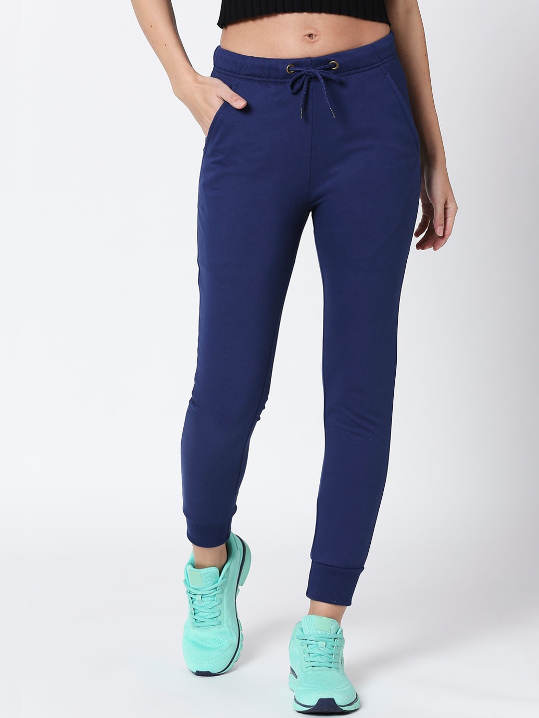 

Bewakoof Women Blue Solid Slim-Fit Joggers
