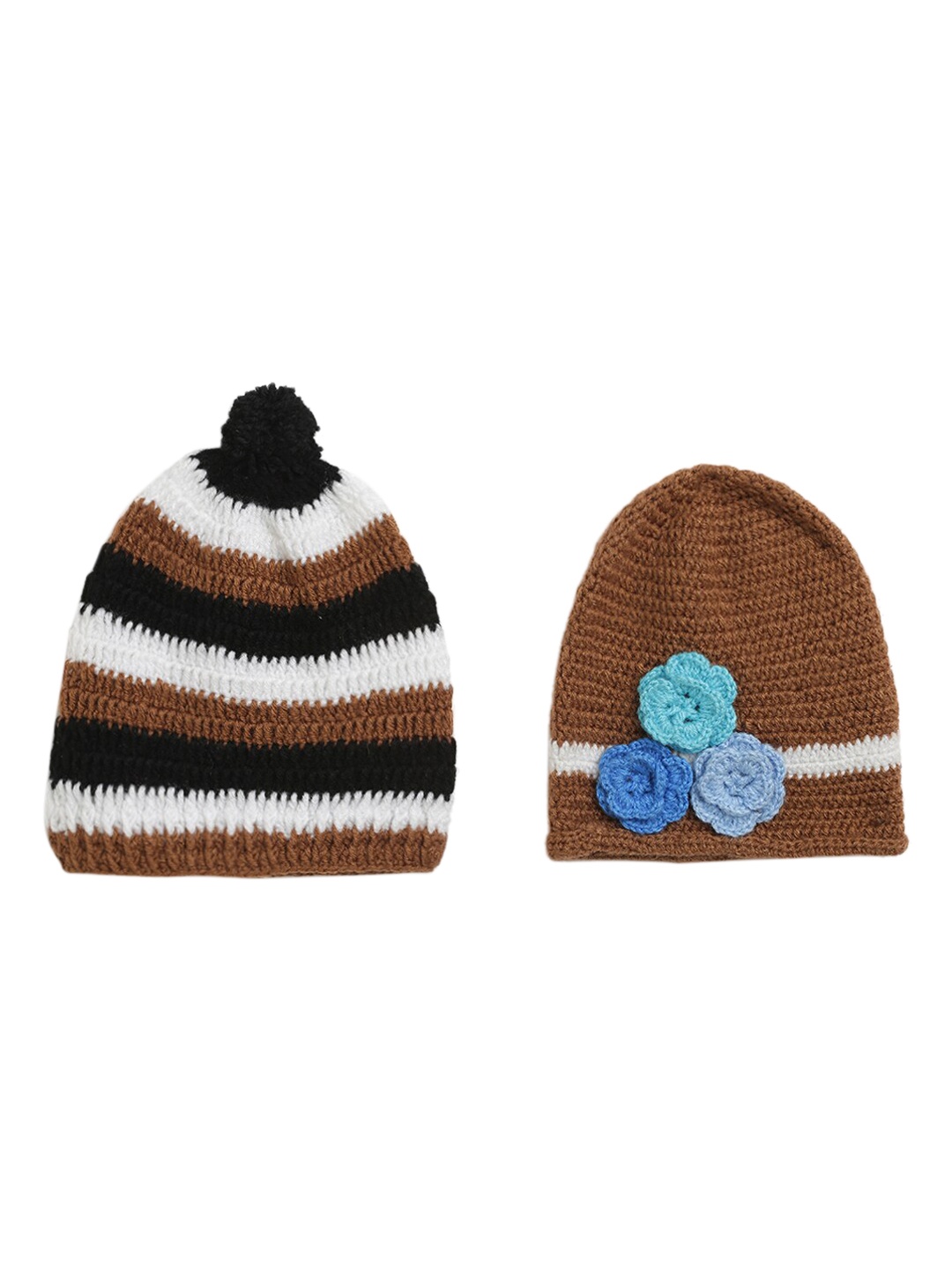 

CHUTPUT Unisex Kids Brown & White Printed Beanie