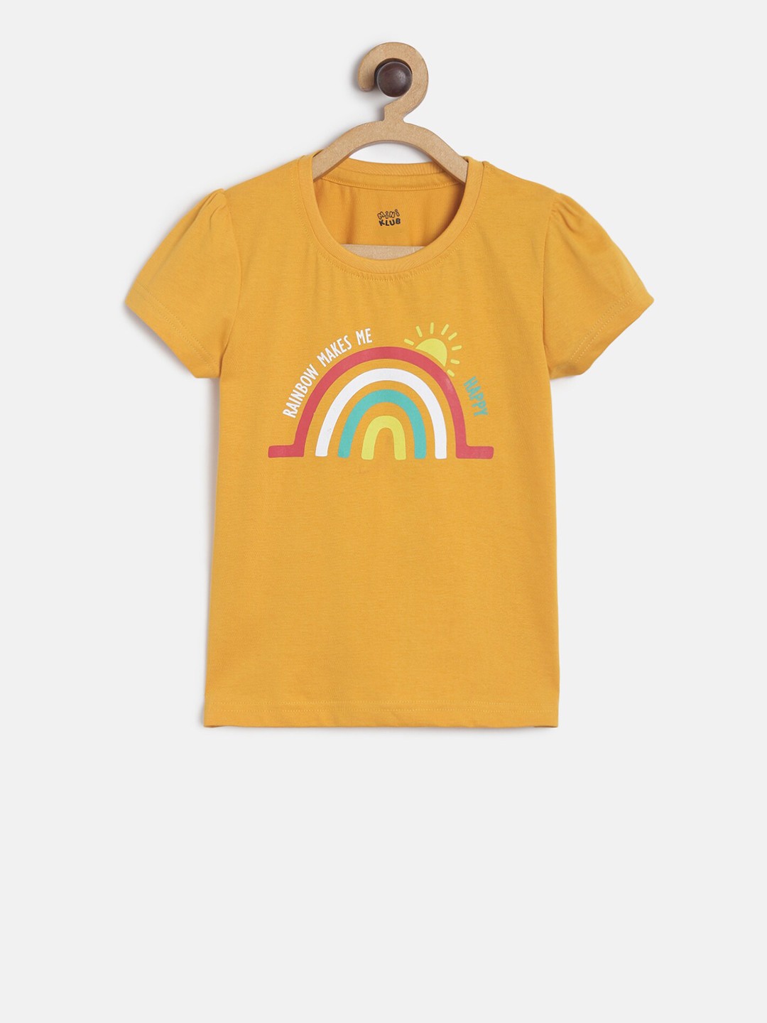 

MINI KLUB Girls Yellow Printed Pure Cotton Top