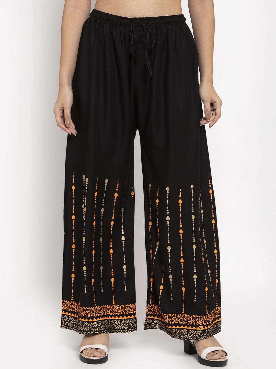 

Clora Creation Women Black Printed Straight Palazzos