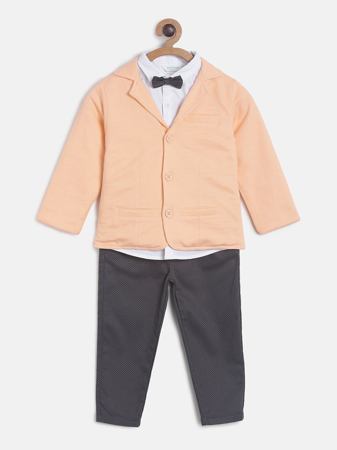 

MINI KLUB Boys White & Grey Solid co-ords
