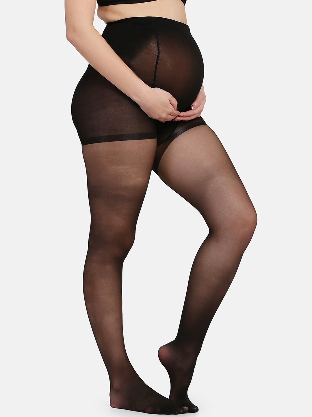 

MAMMA PRESTO Women Black Solid Maternity Stockings