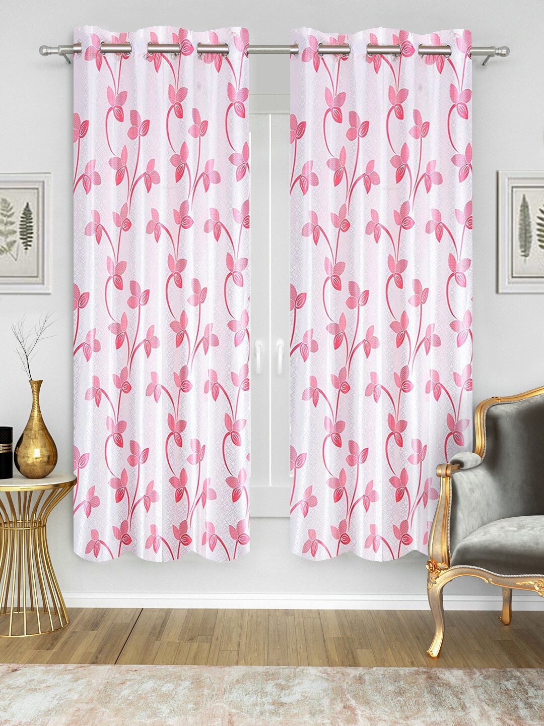 

Good Homes by Home Candy White & Pink Set of 2 Window Curtains