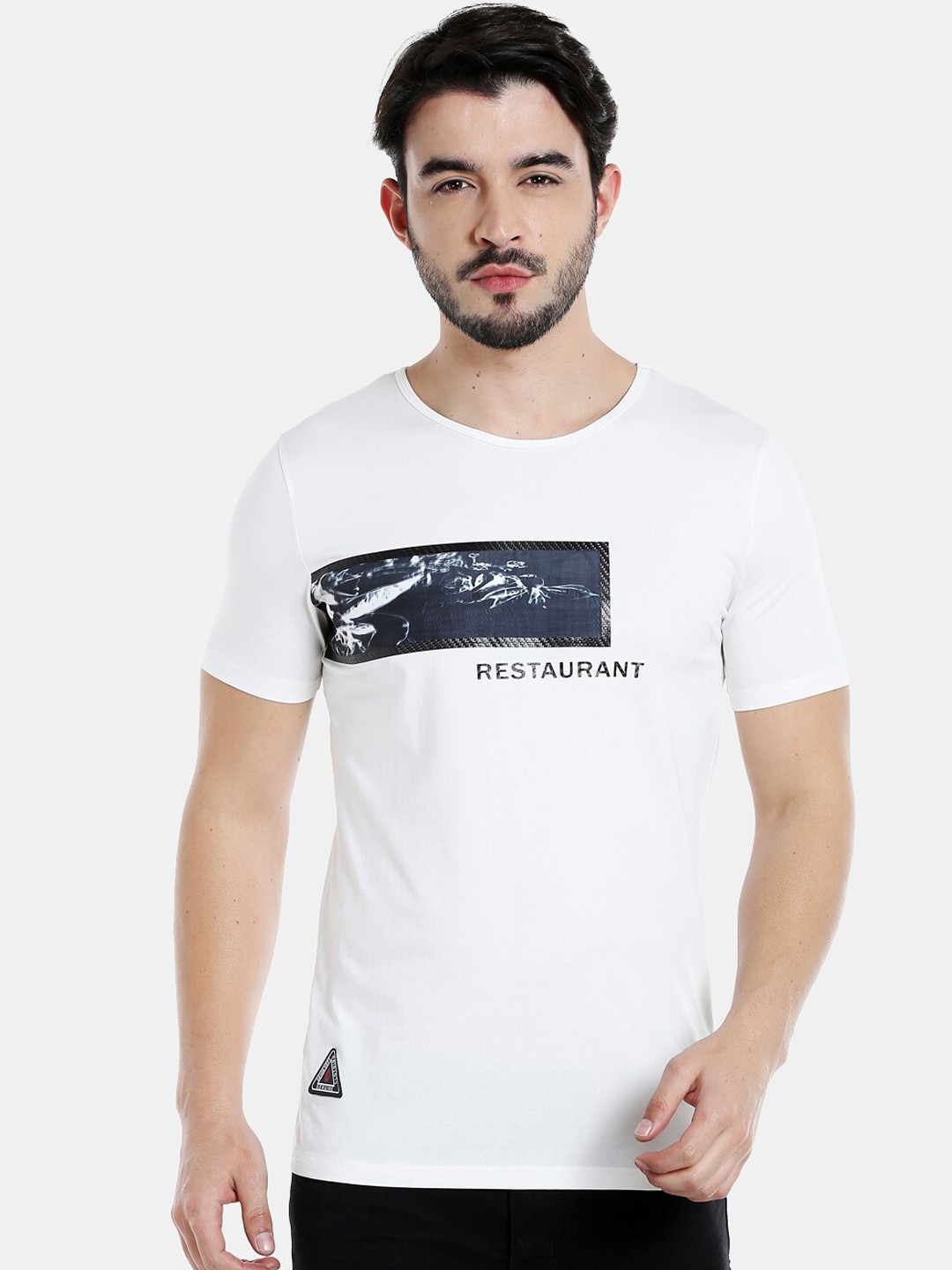 

Rex Straut Jeans Men White Printed Round Neck T-shirt