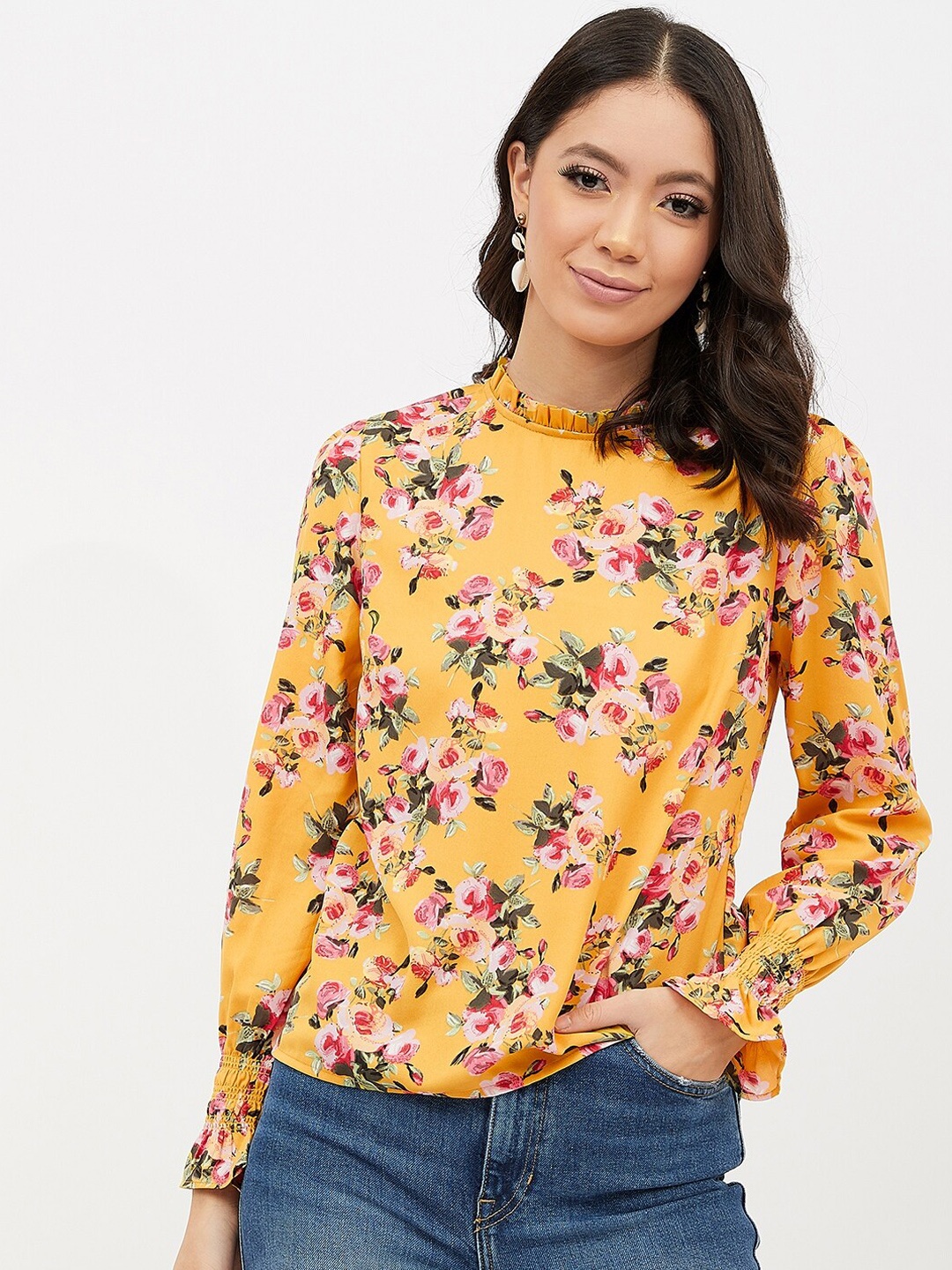 Harpa Women Yellow Printed Top