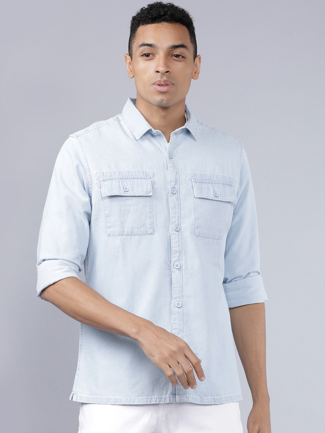 

HIGHLANDER Men Blue Slim Fit Casual Denim Shirt