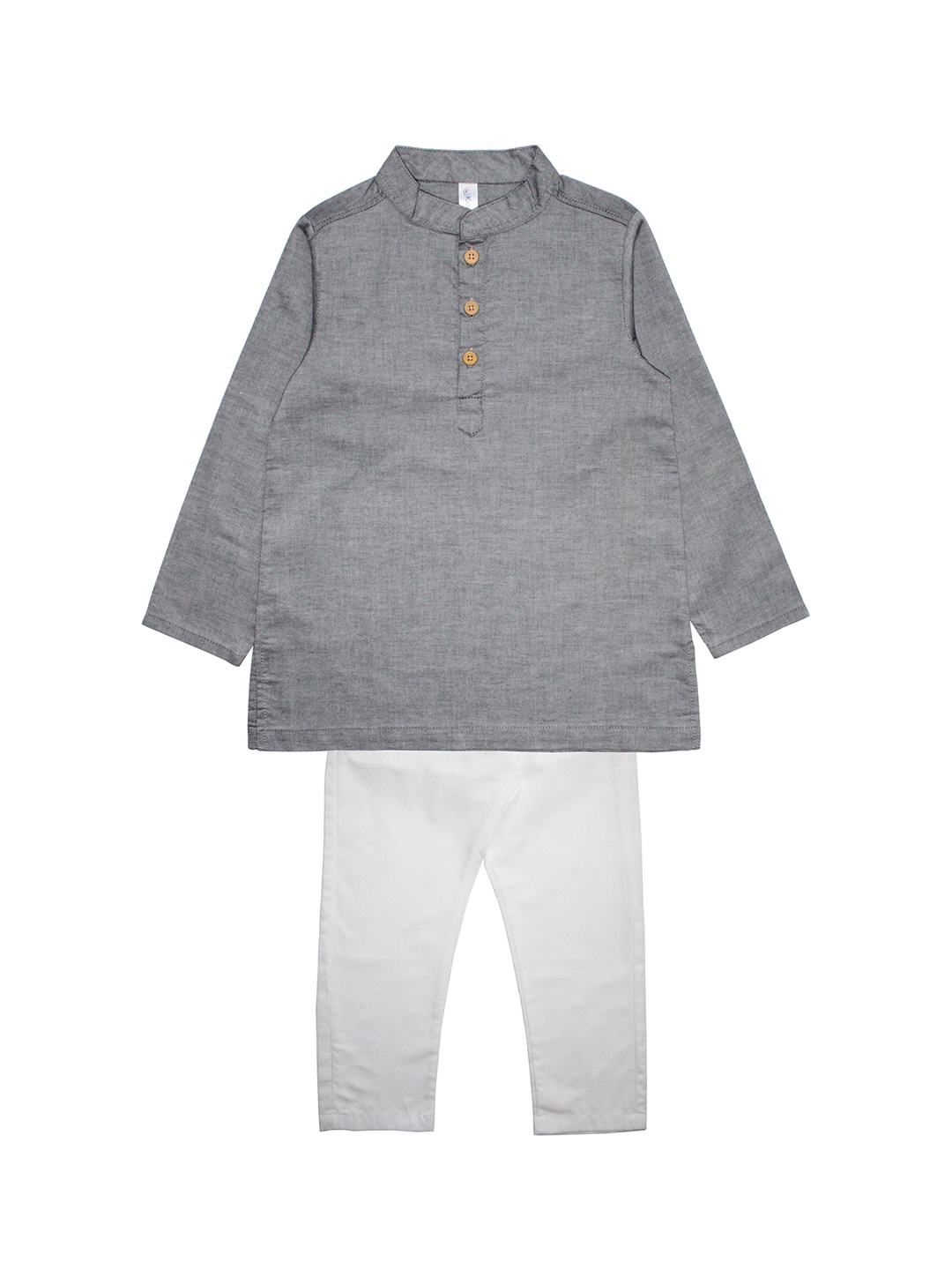 

KiddoPanti Boys Grey & White Solid Kurta with Pyjamas