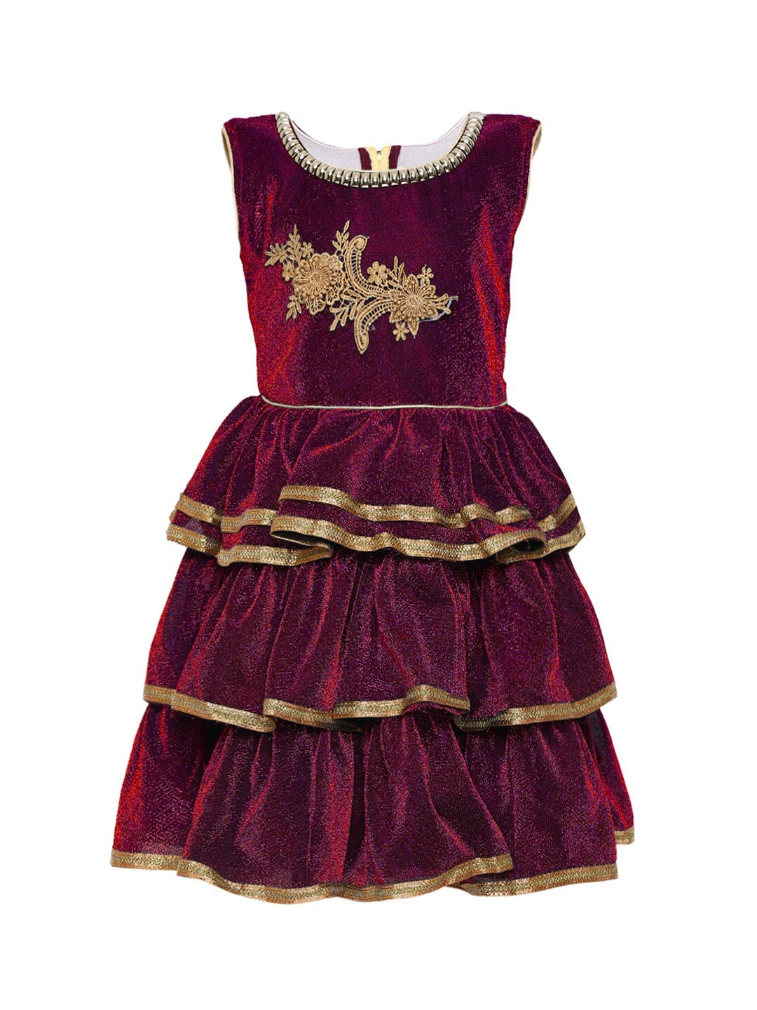 

Kidling Girls Maroon Embroidered Fit and Flare Dress