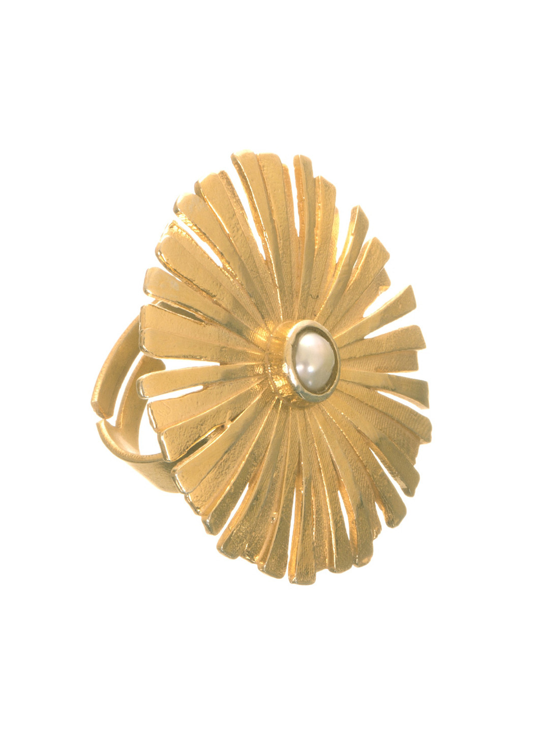 

INDYA Gold-Plated & White Round Shape Pearl Finger Ring