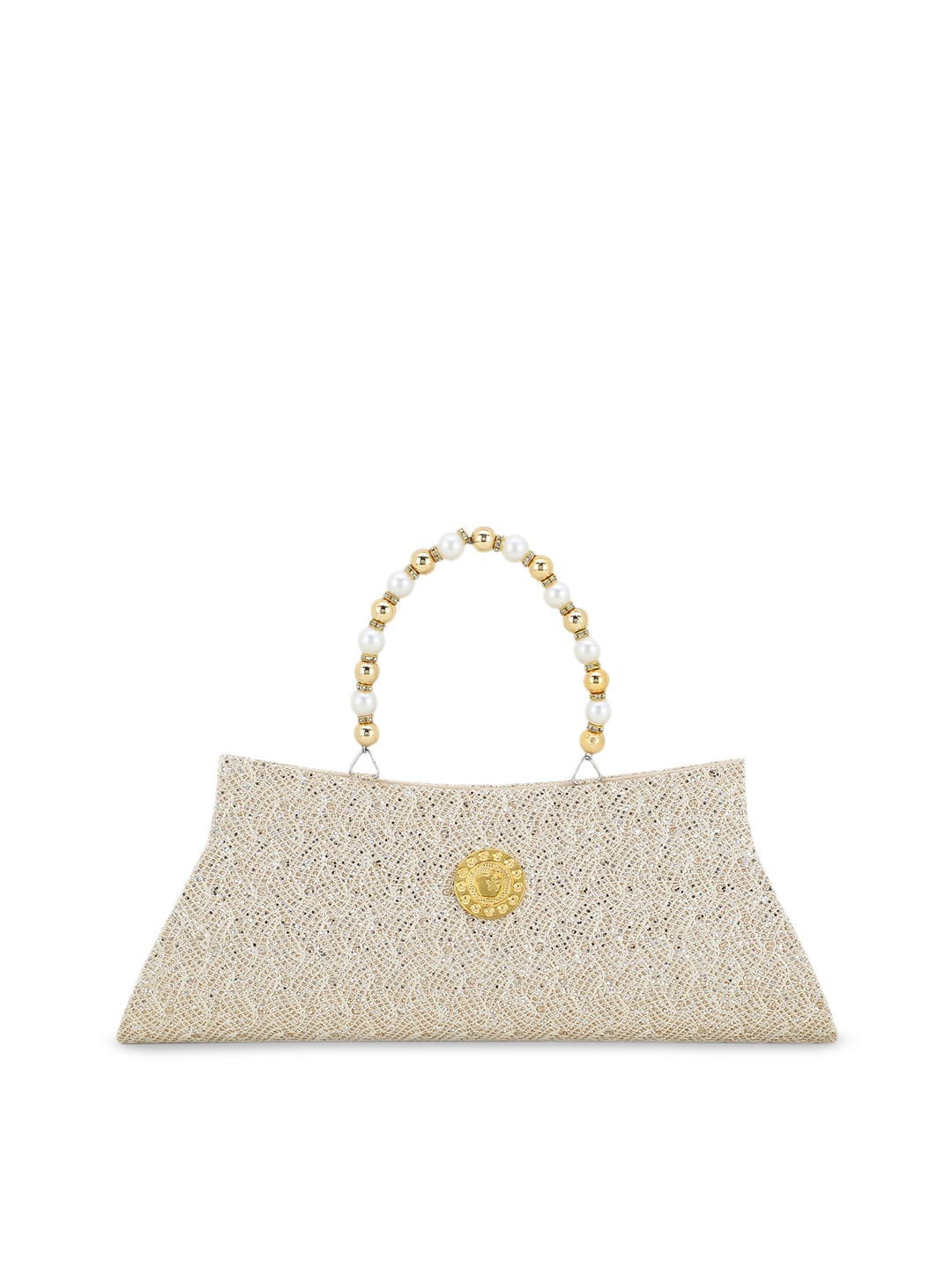 

Element Cart Beige Textured Embellished Purse Clutches