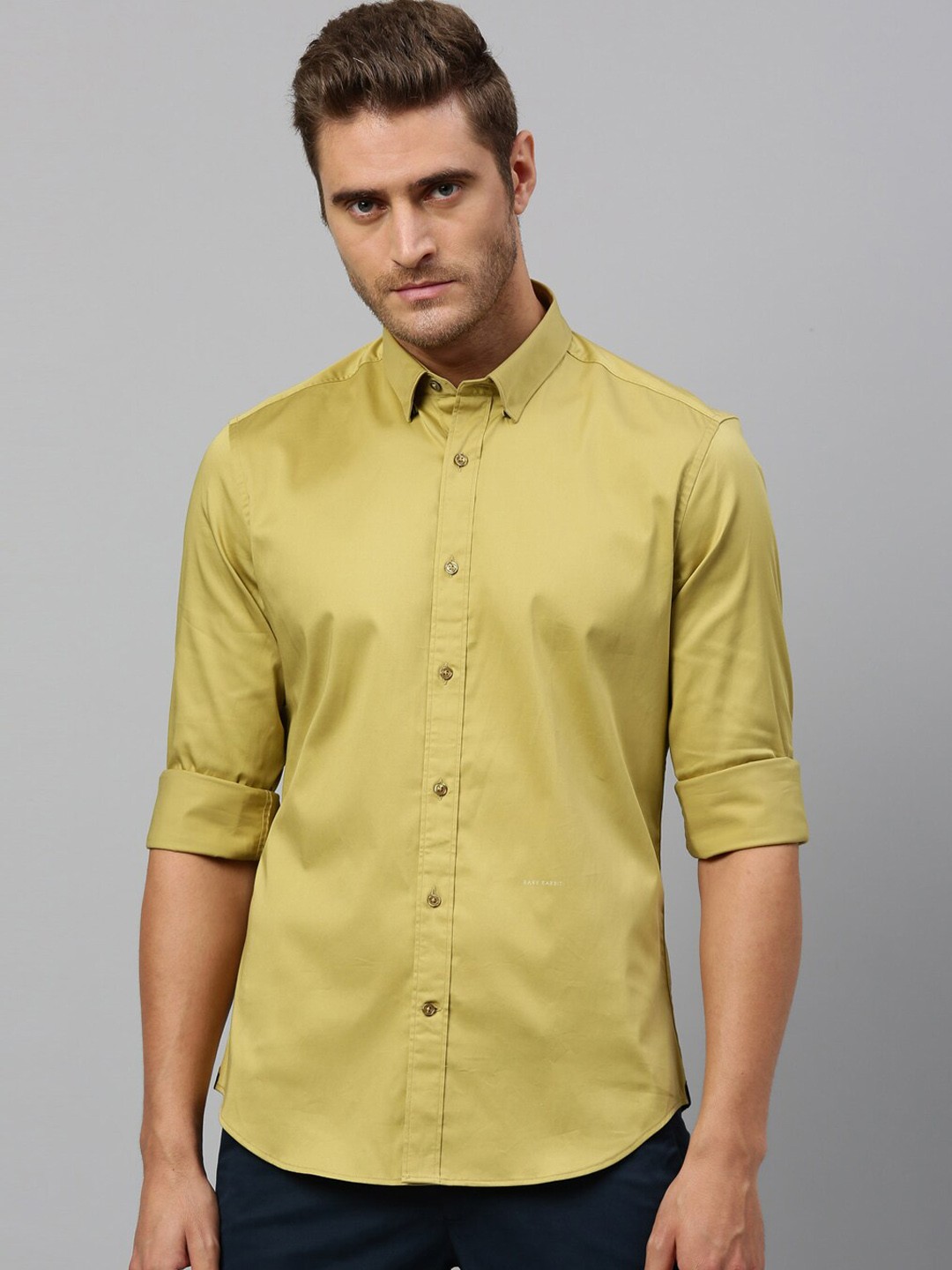 

RARE RABBIT Men Lime Green Regular Fit Solid Casual Shirt