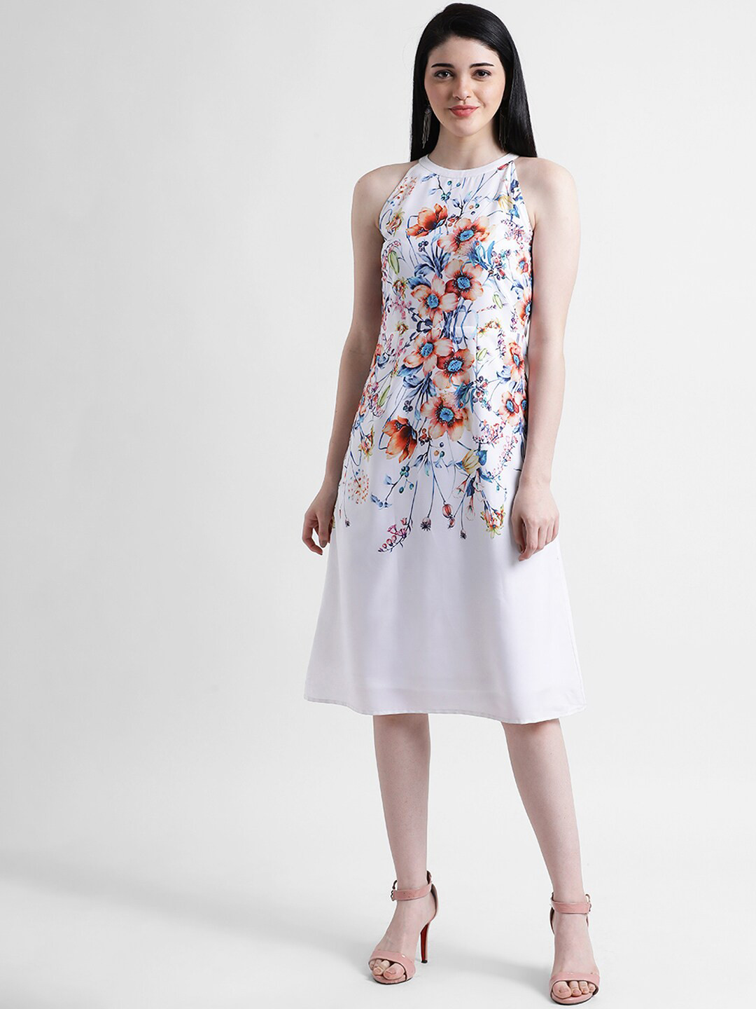 

Zink London Women White Printed A-Line Dress