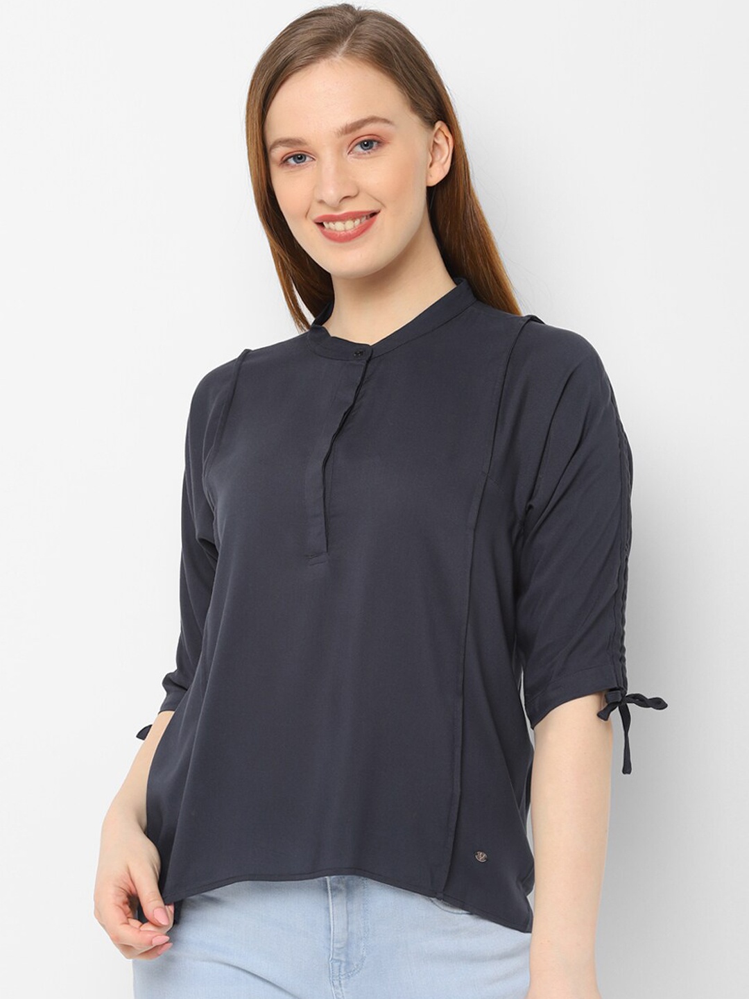 

Allen Solly Woman Women Navy Blue Regular Fit Solid Casual Shirt