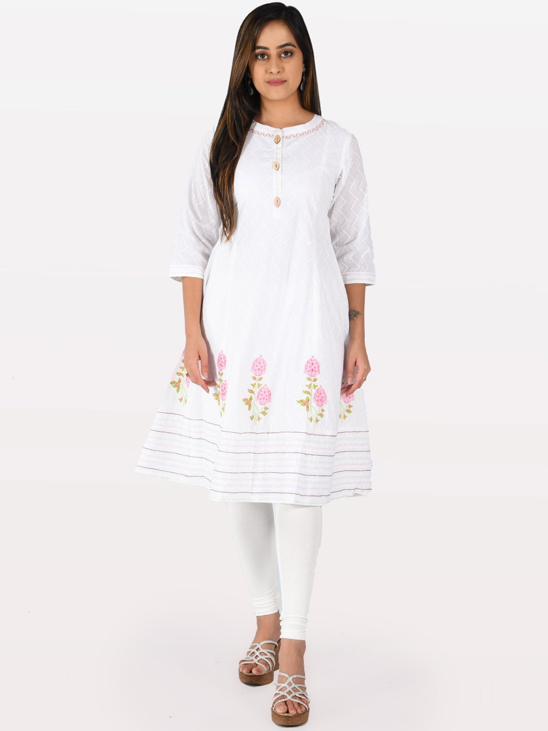 

Neerus Women Off-White Printed A-Line Kurta