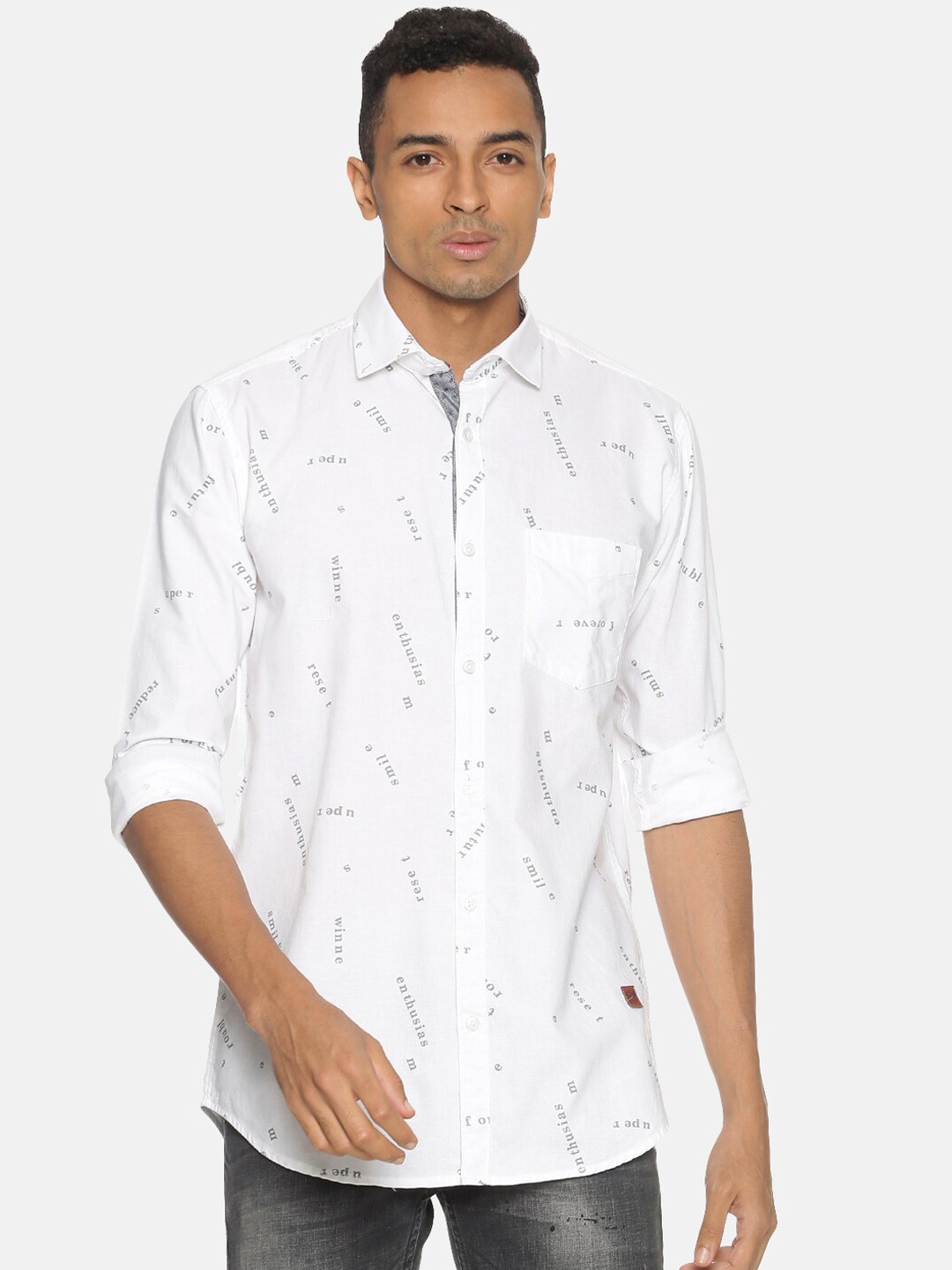 

Campus Sutra Men White Regular Fit Printed Casual Shirt