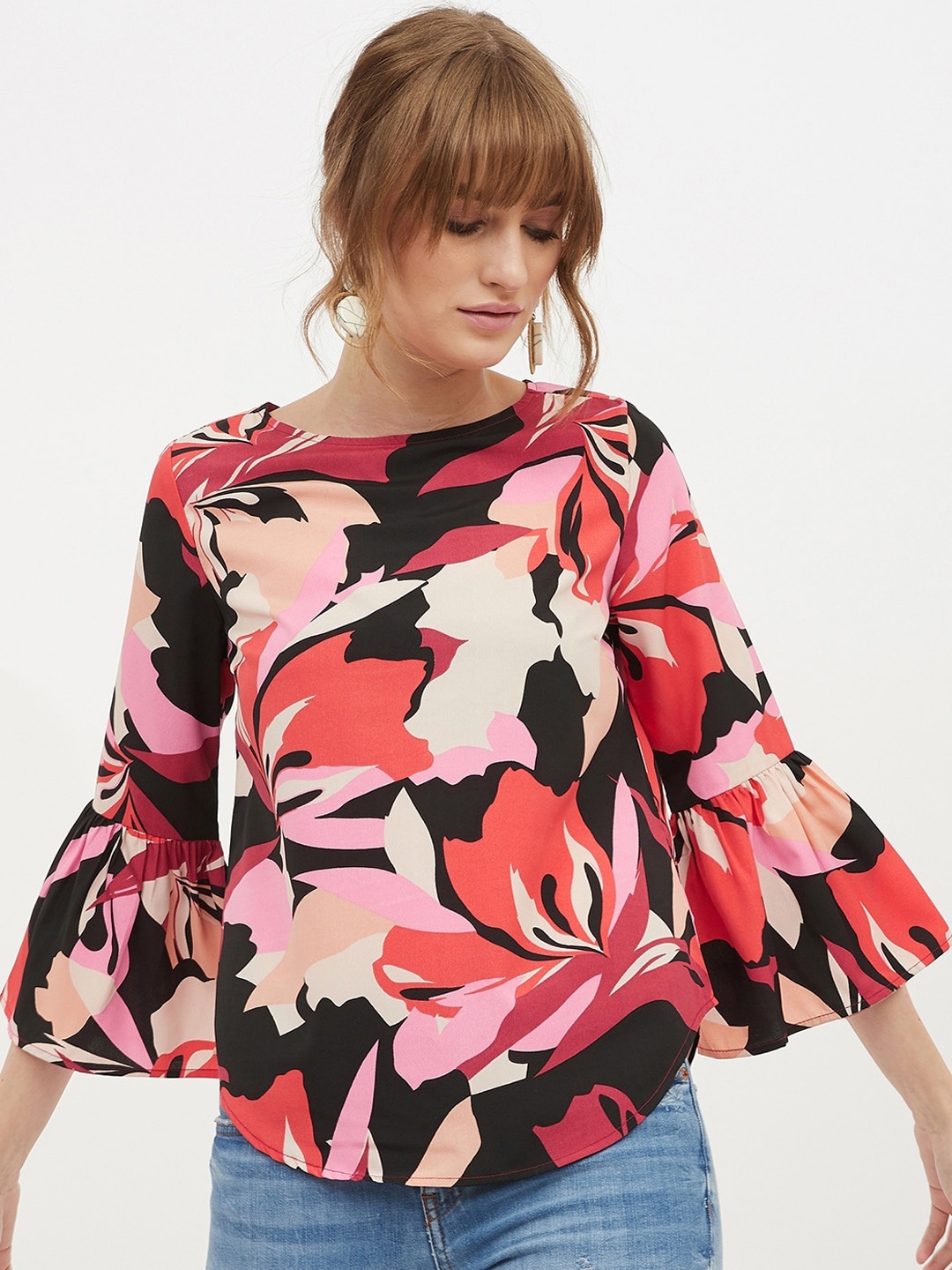 Harpa Women Pink Floral Printed Top