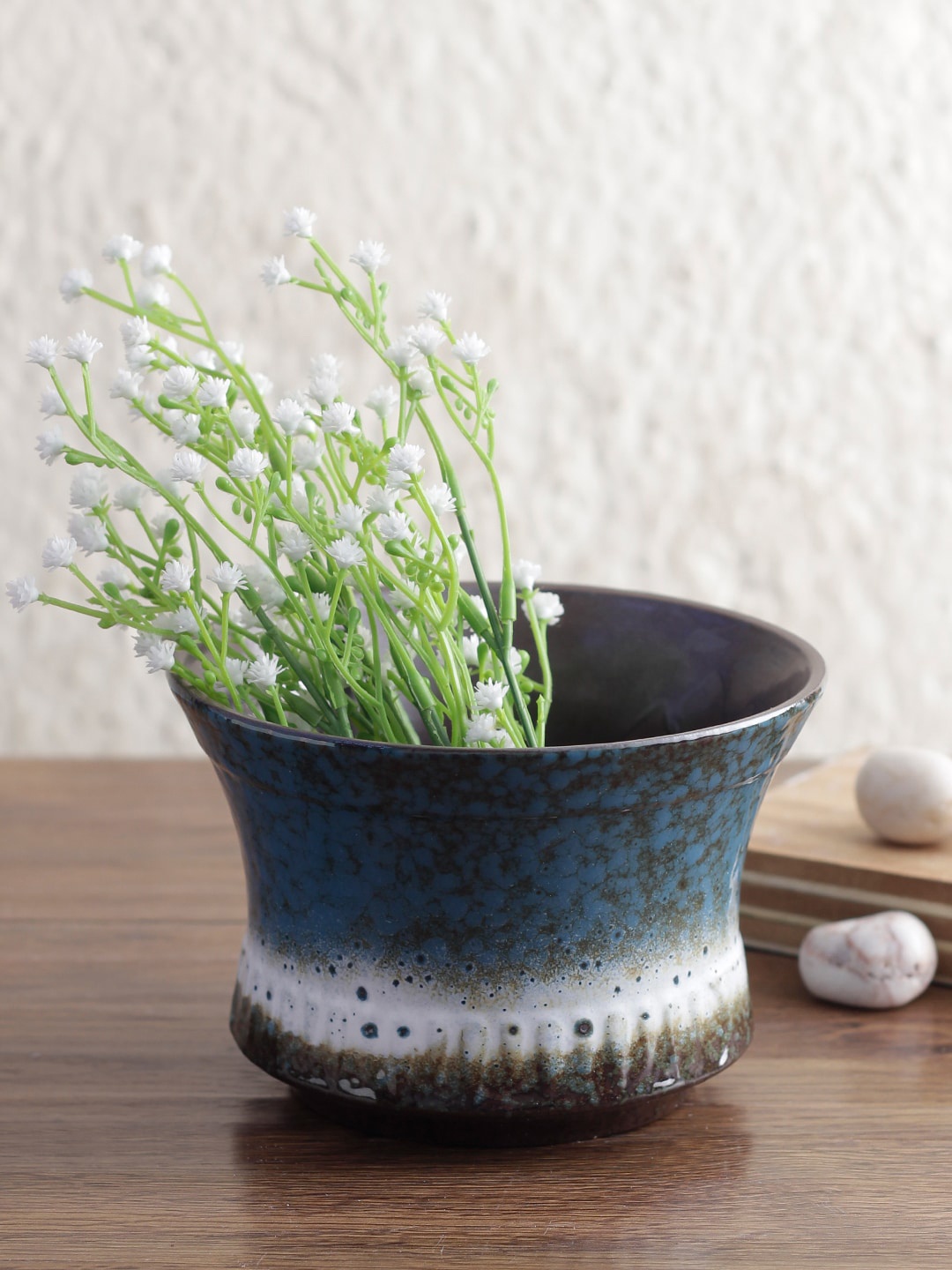 

Aapno Rajasthan Blue Handpainted Ceramic Planter