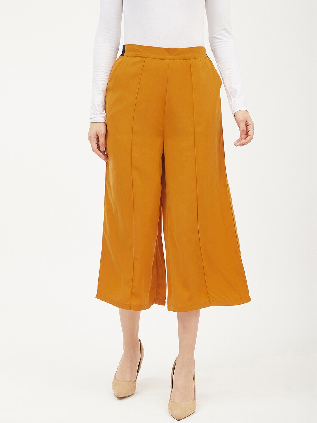

Harpa Women Mustard Yellow Smart Regular Fit Solid Culottes