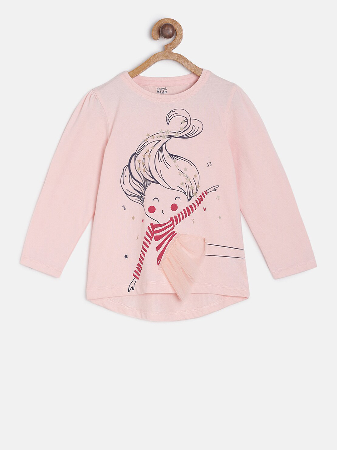 

MINI KLUB Infant Girls Pink & Red Printed Pure Cotton Top