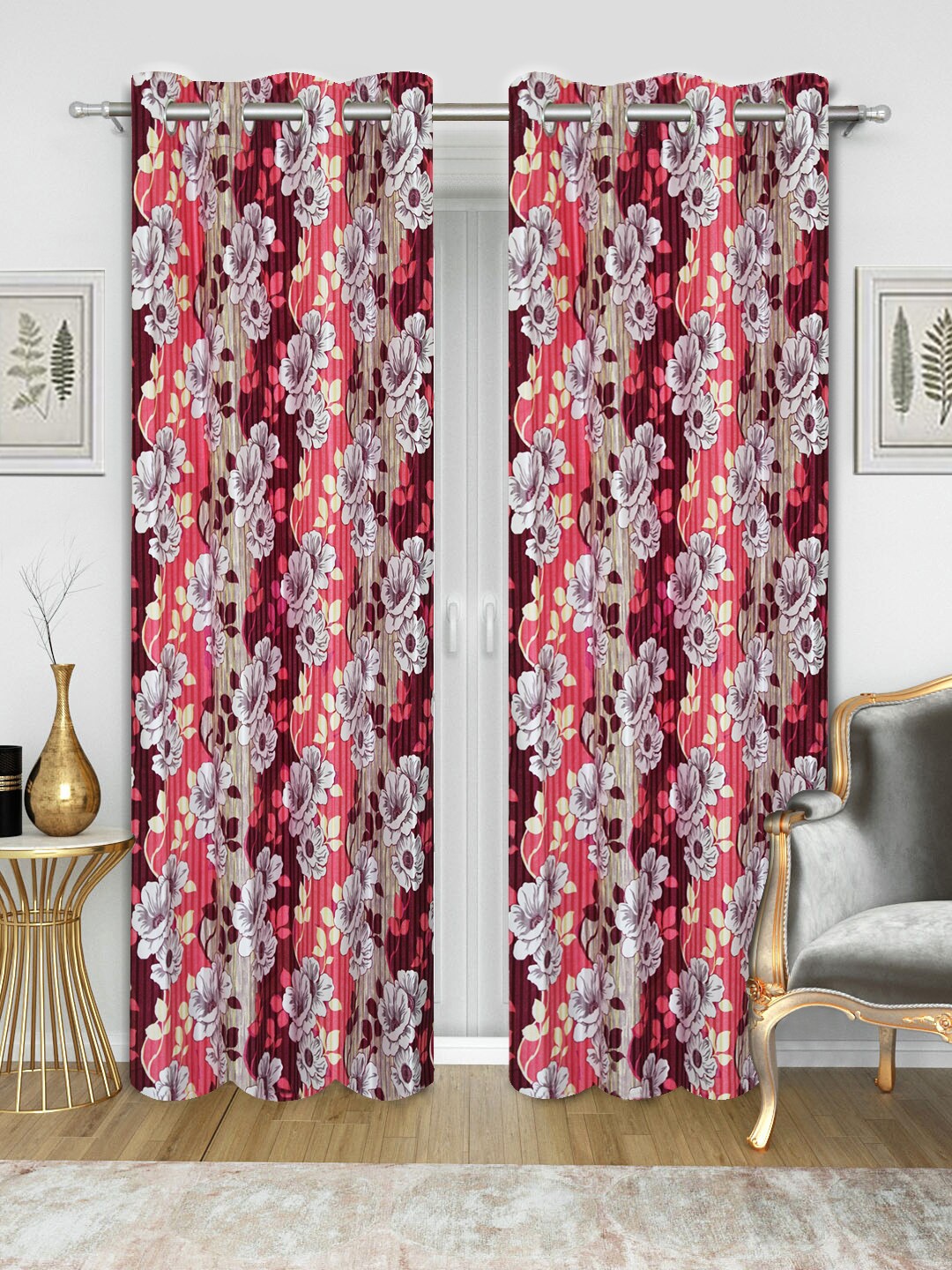 

Good Homes by Home Candy Maroon Set of 2 Long Door Curtains