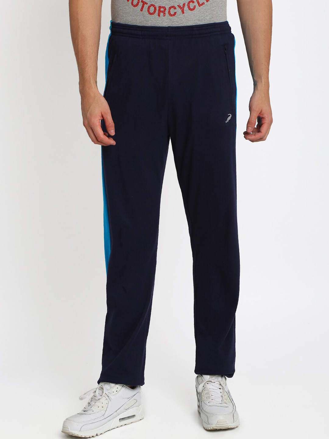 

Crocodile Men Navy Blue Solid Slim-Fit Track Pants