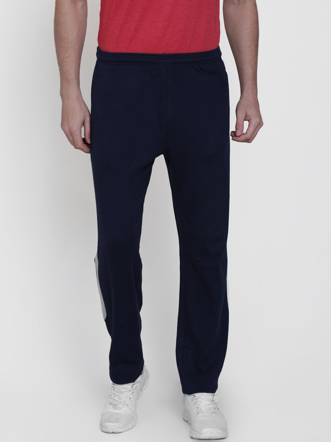 

Crocodile Men Navy Blue Solid Slim-Fit Track Pants