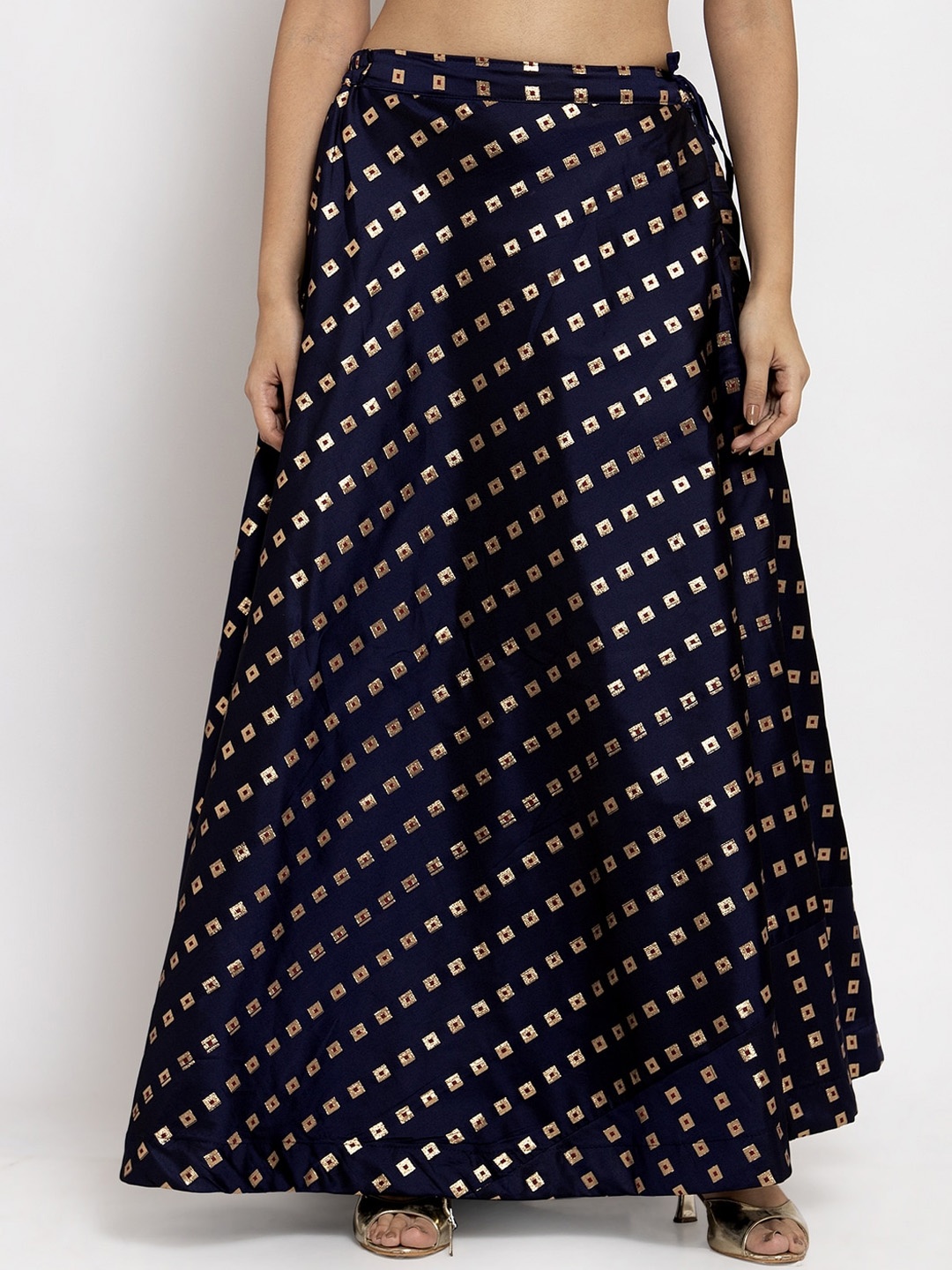 

Clora Creation Women Navy Blue Printed Flared Maxi Skirt