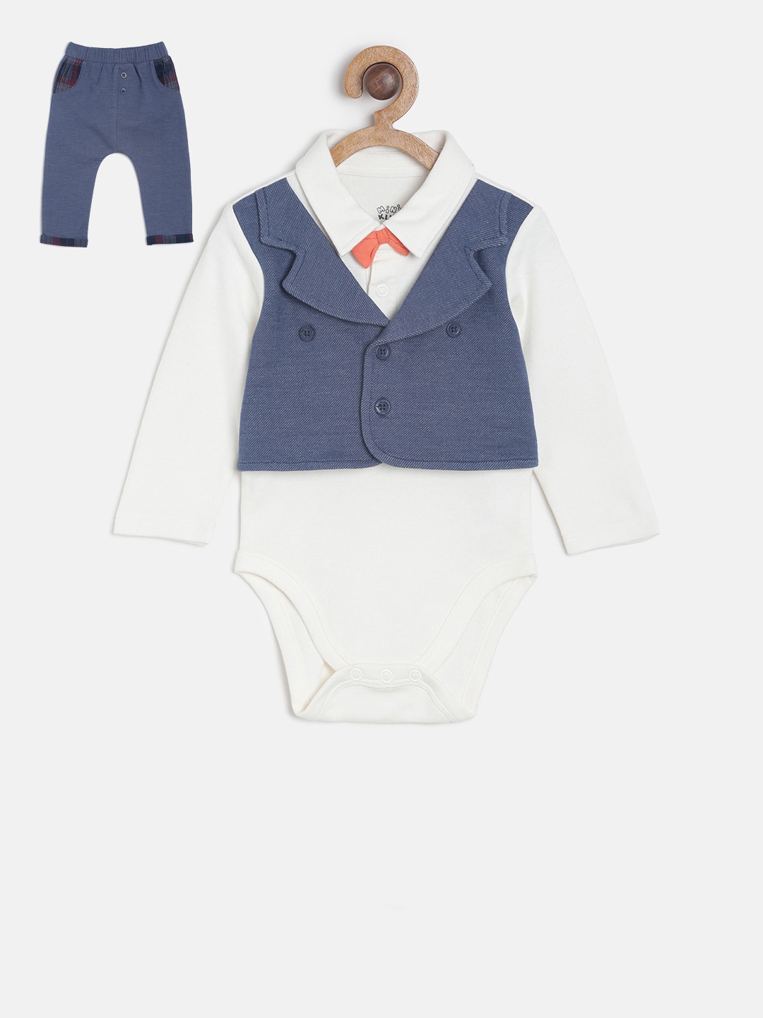 

MINI KLUB Infant Boys White & Blue Solid Co-Ords Set