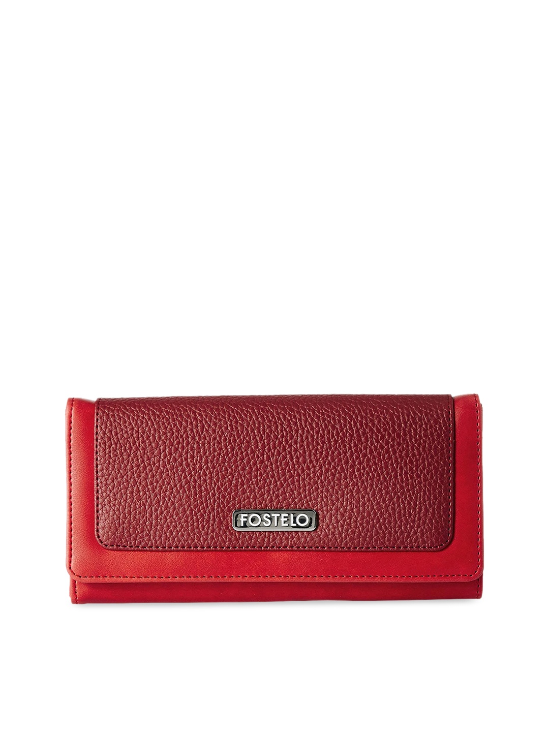 

Fostelo Women Maroon & Red Colourblocked Two Fold Wallet
