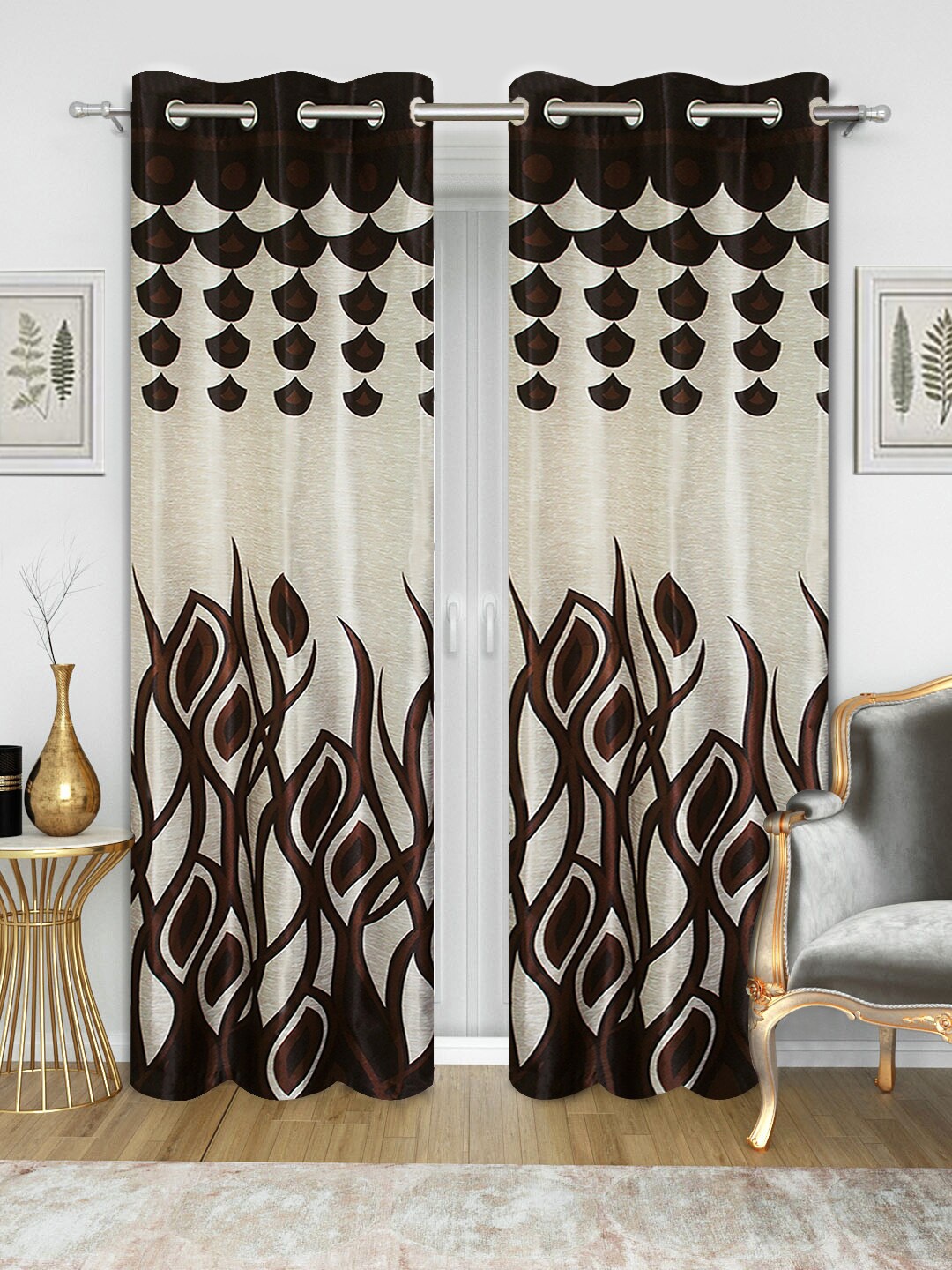 

Good Homes by Home Candy Beige & Coffee Brown Set of 2 Door Curtains