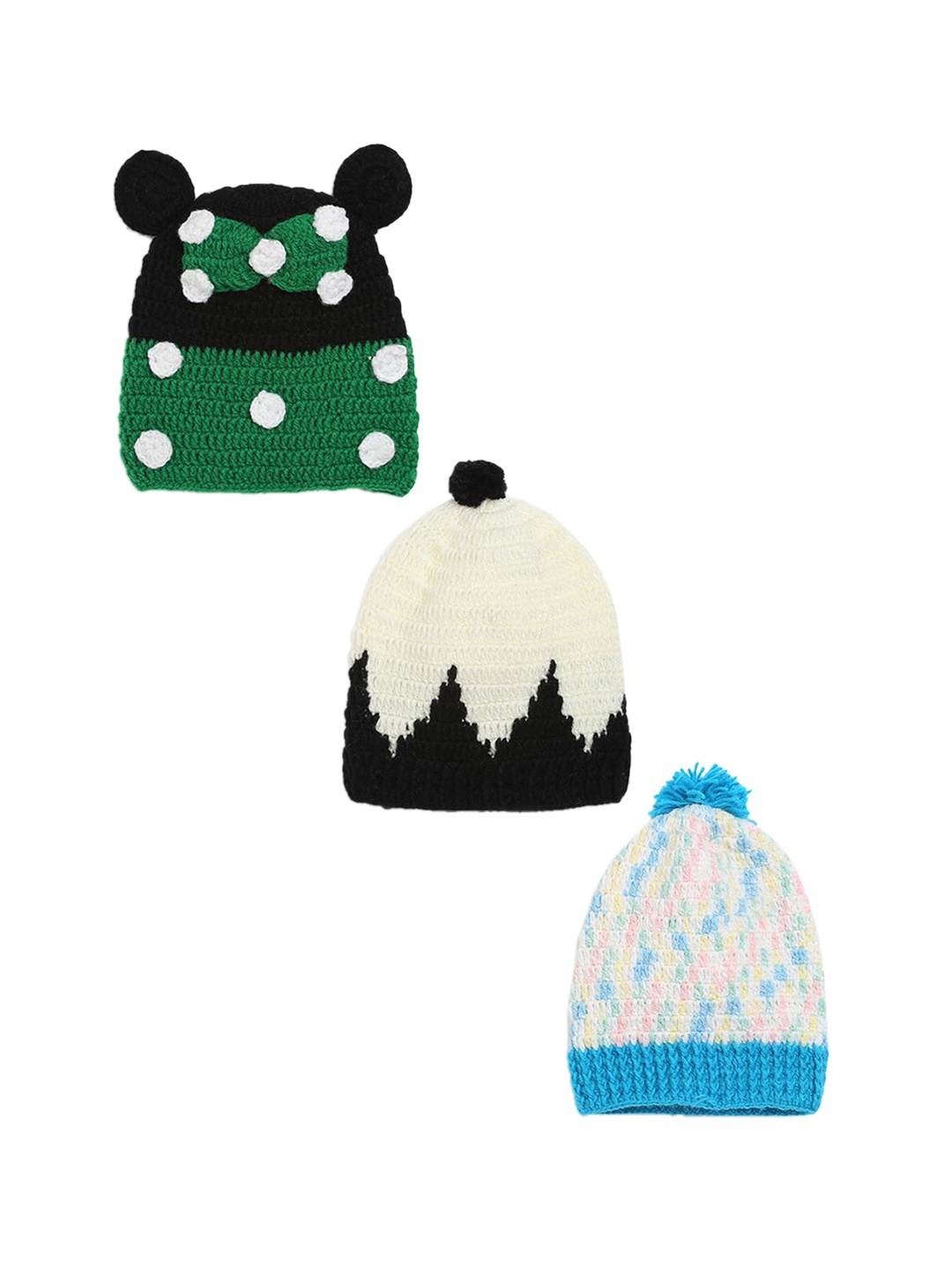 CHUTPUT Unisex Kids Pack Of 2 Multicoloured Printed Beanie, Multi