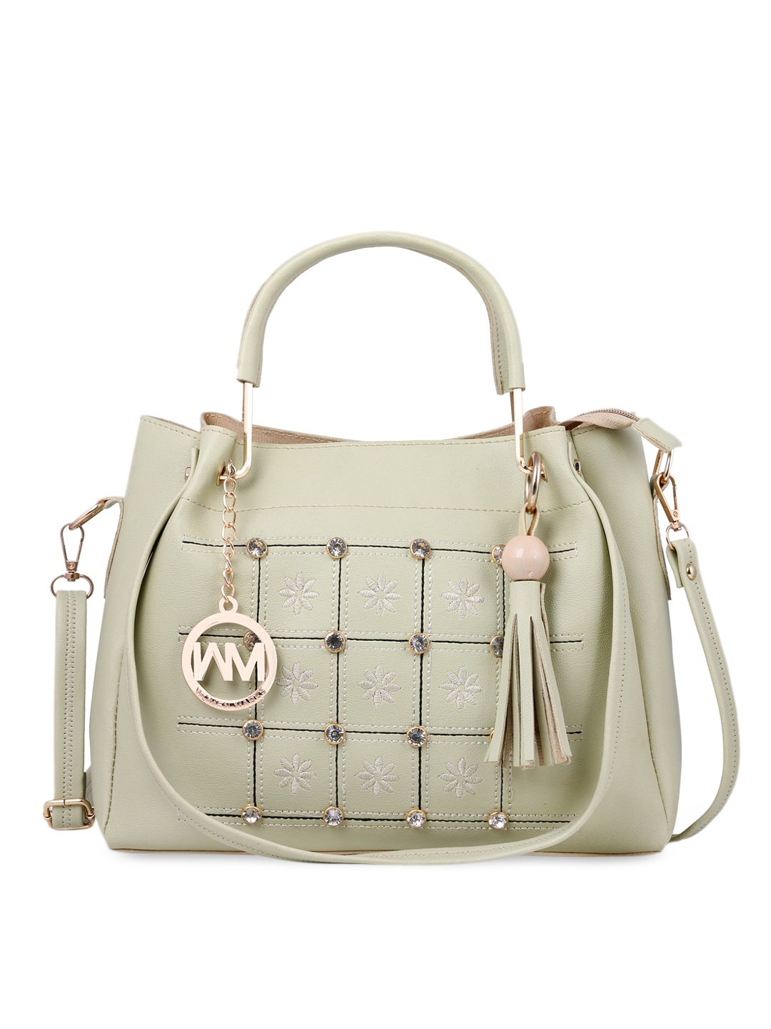 

WOMEN MARKS Green Embellished Handheld Bag