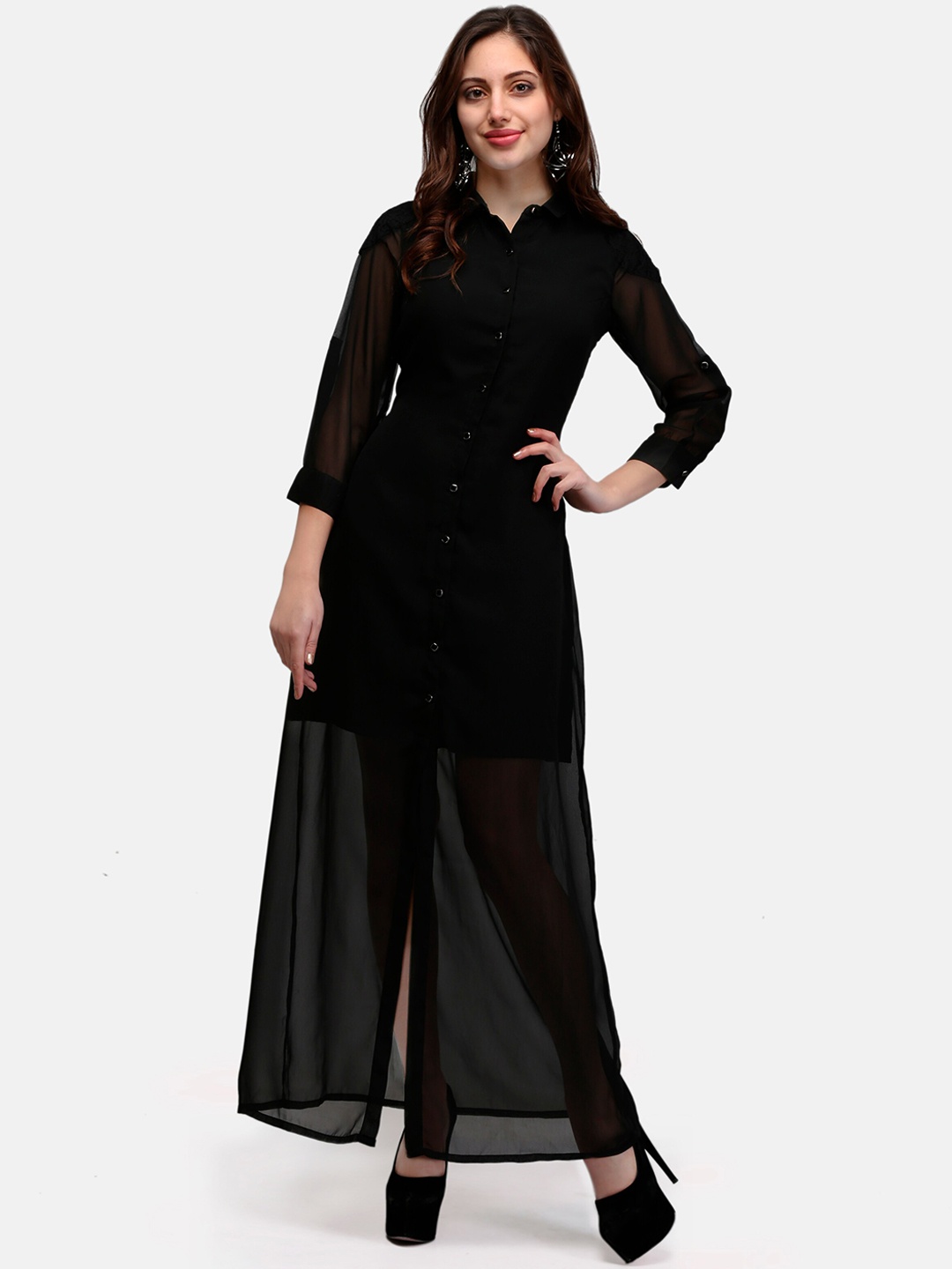 

V&M Women Black Solid Maxi Dress