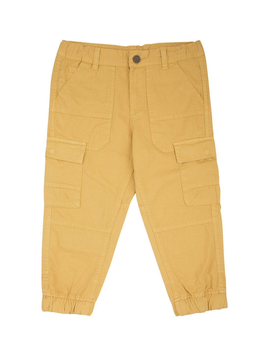 

Cherokee Boys Yellow Solid Straight-Fit Cargo Joggers