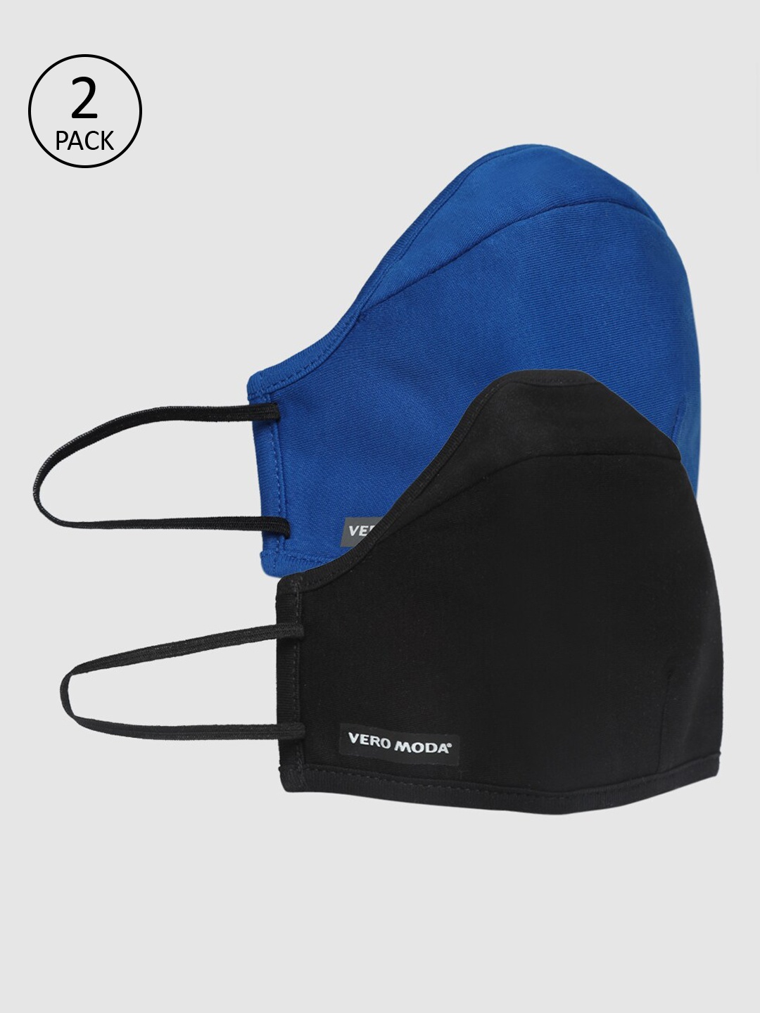 

Vero Moda Women Black & Blue Pack of 2 Reusable 3-Ply Cloth Masks, Navy blue