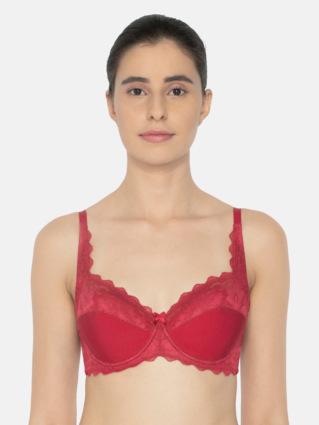 

Triumph Simply Natural Camellia Classics Wired Padded Delicate Lace Comfort Bra, Red