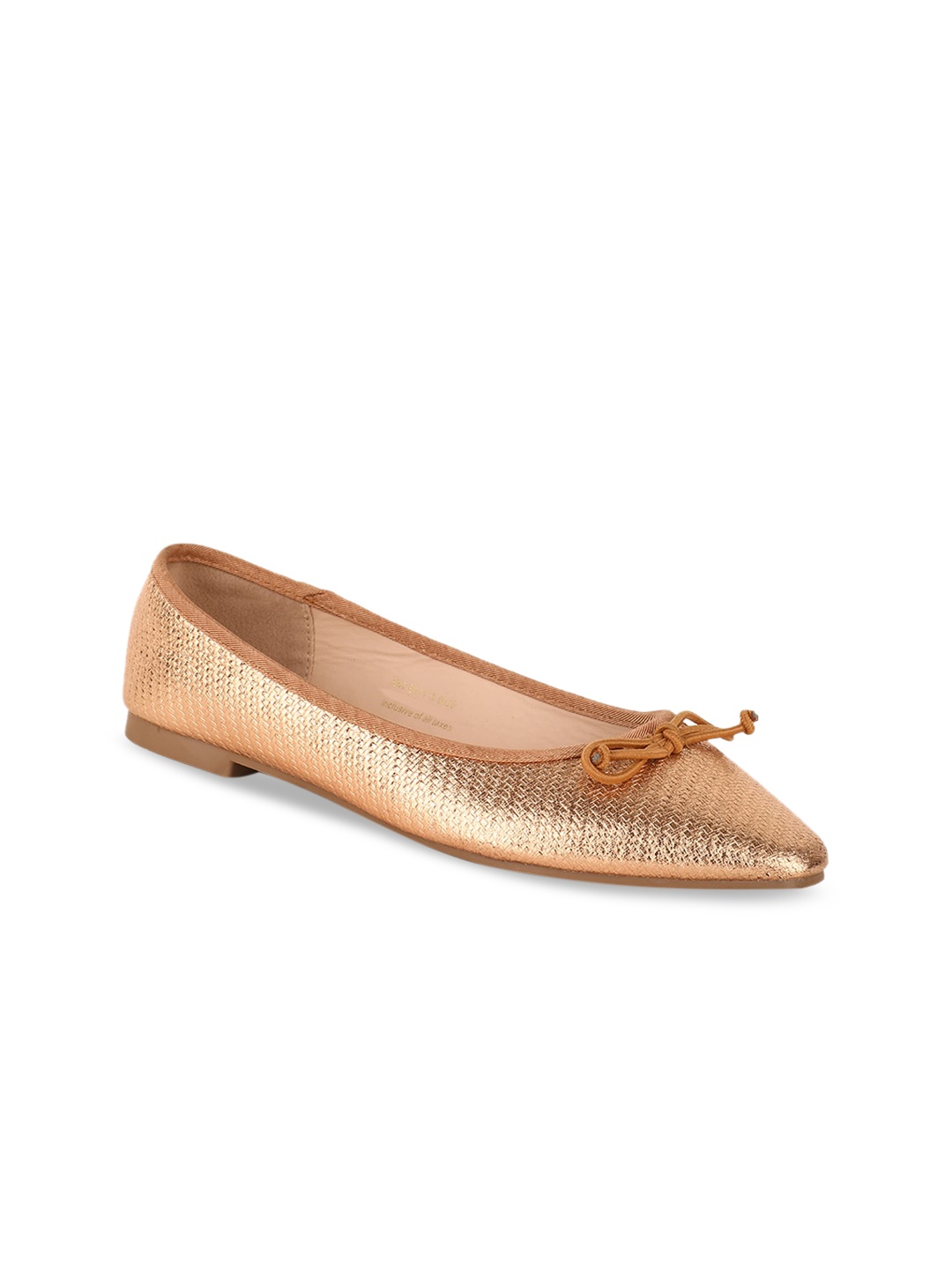 

Bata Women Muted Gold-Toned Textured PU Ballerinas