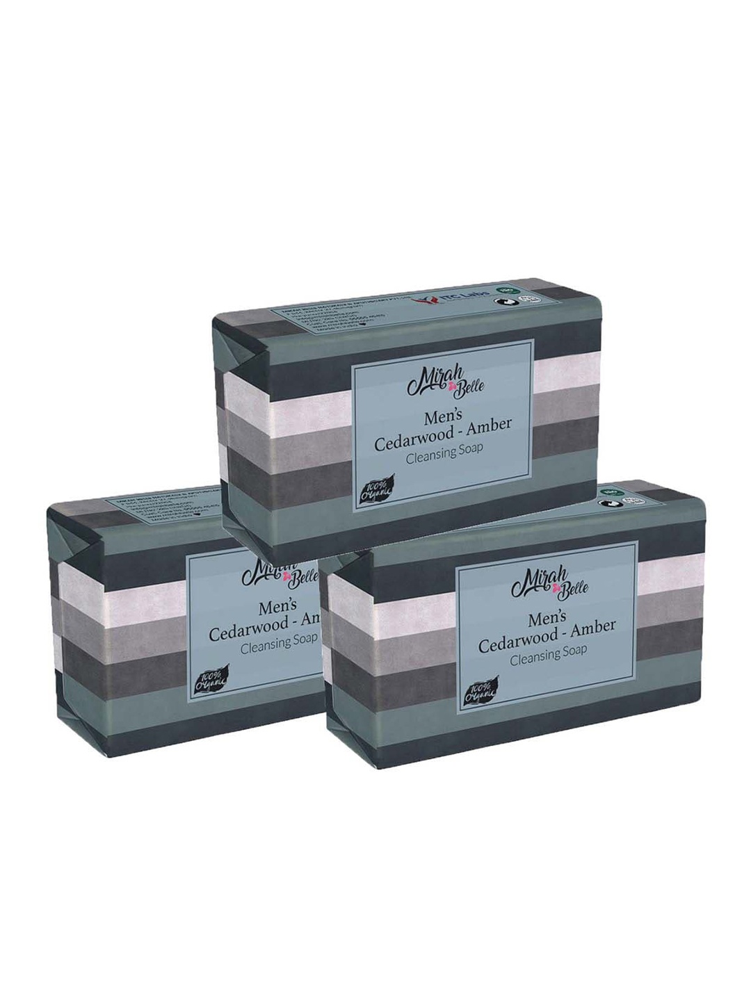 

Mirah Belle Men Pack of 3 Cedarwood & Amber Soap - 125 g, Black