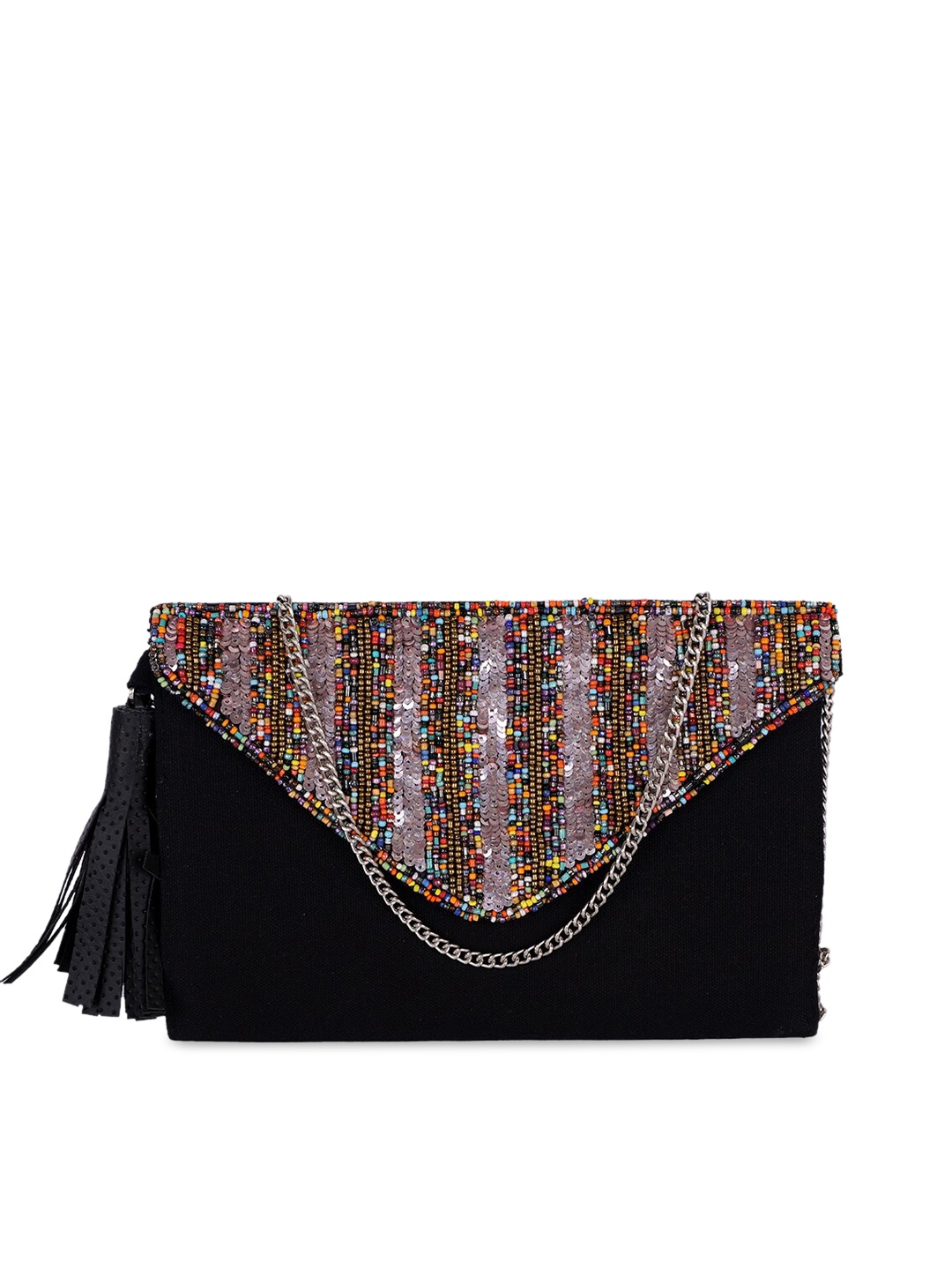 

REZZY Black & Pink Embellished Embellished Clutch