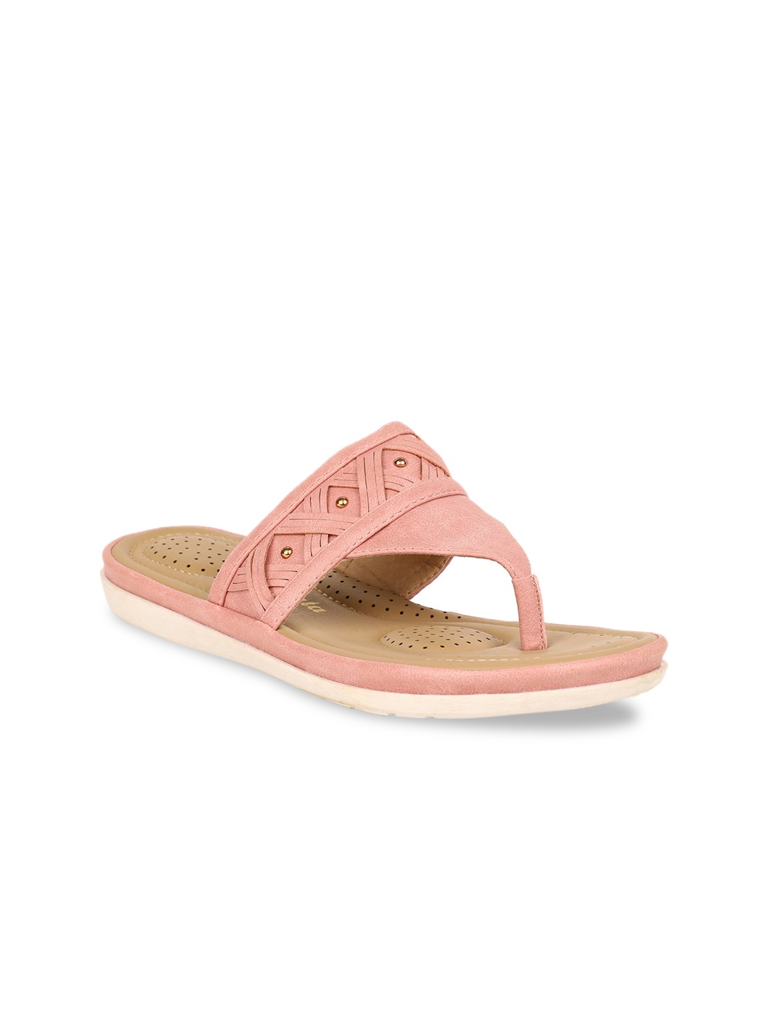 

Bata Women Pink Woven Design PU Open Toe Flats