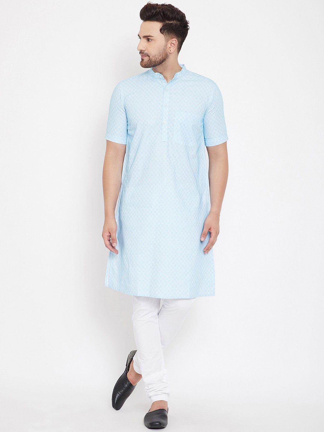 

even Men Blue Printed A-Line Kurta