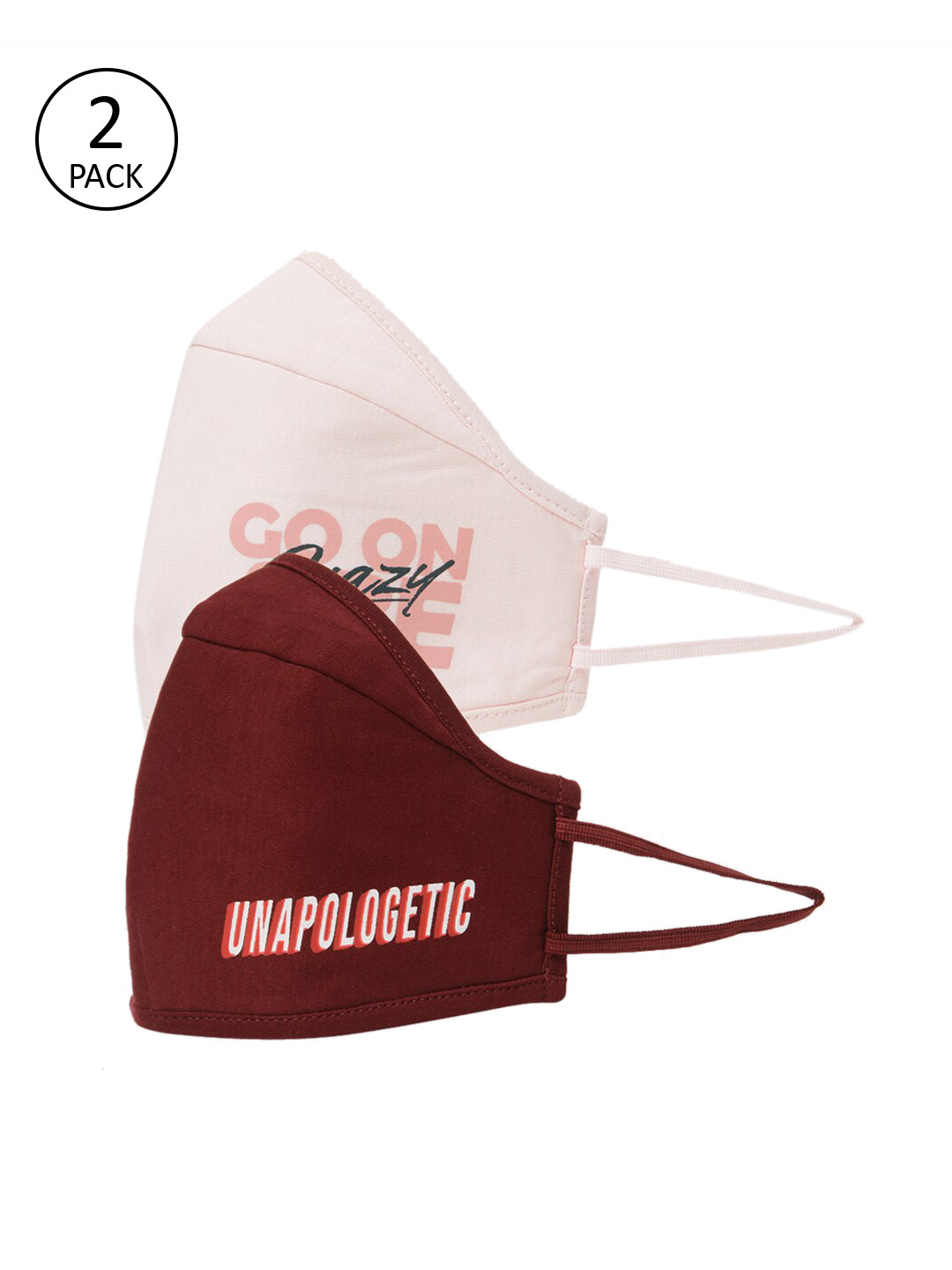 

Vero Moda Pack of 2 3-Ply Reusable Anti-Bacterial Cloth Masks, Maroon