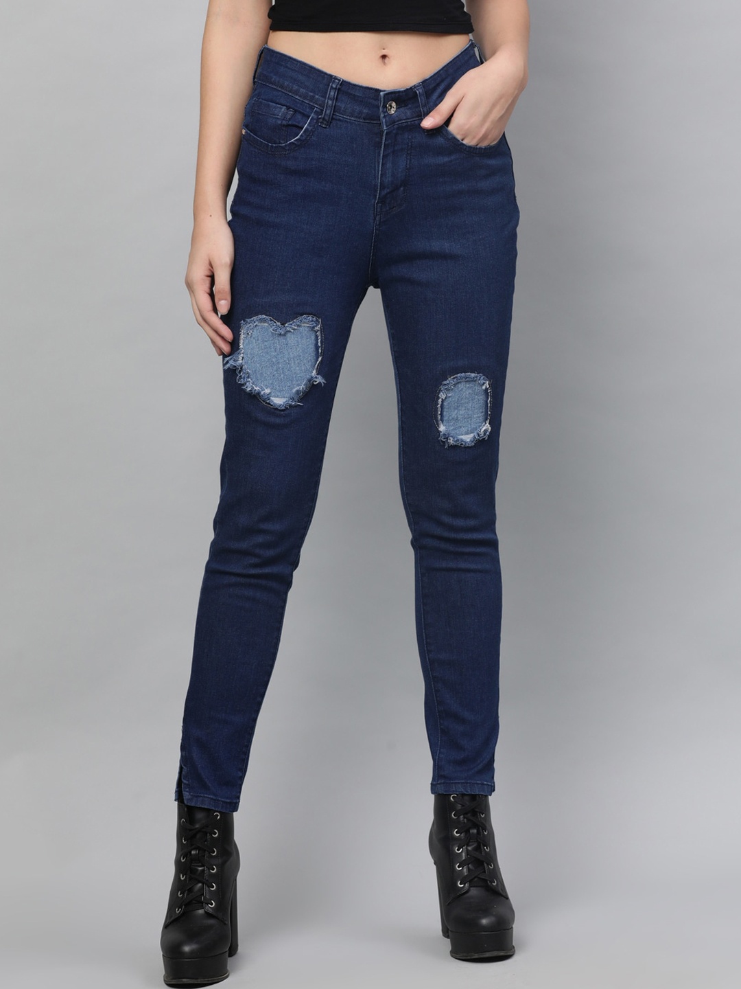 

STREET 9 Women Blue Skinny Fit Mid-Rise Mildly Distressed Stretchable Jeans