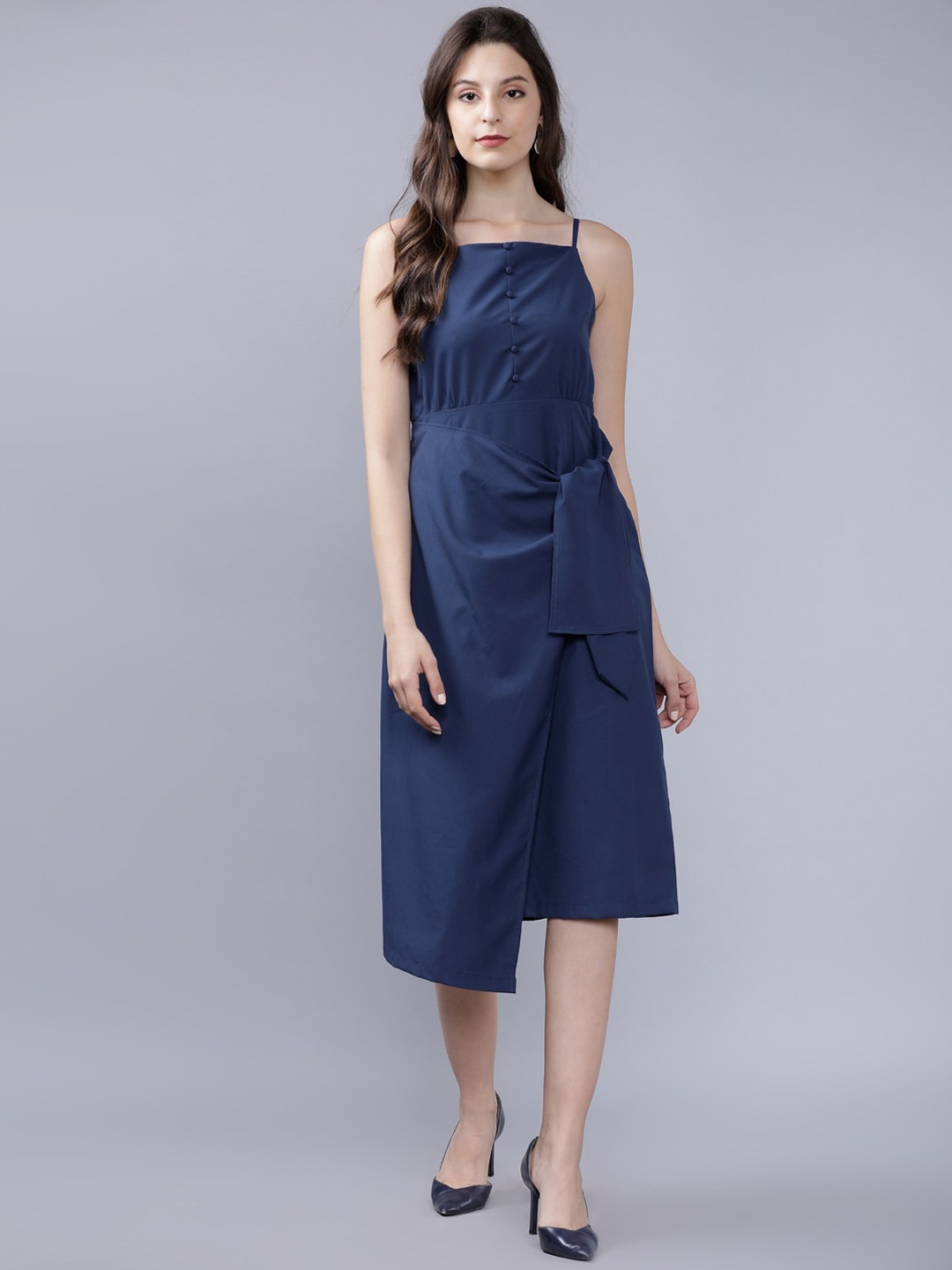 

Tokyo Talkies Women Teal Blue Solid A-Line Dress