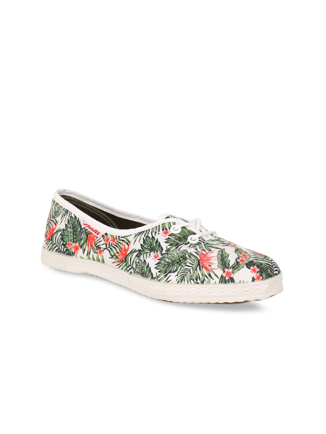 

Bata Women White & Green Printed Slip-On Sneakers