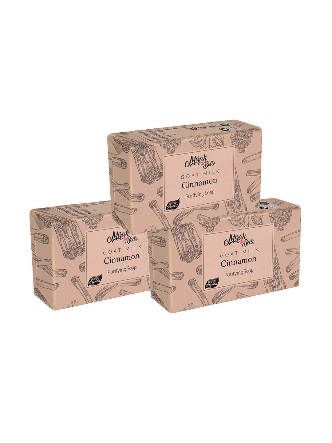 

Mirah Belle Pack of 3 Brown Goat Milk Cinnamon Skin Purifying Soap 125 gm