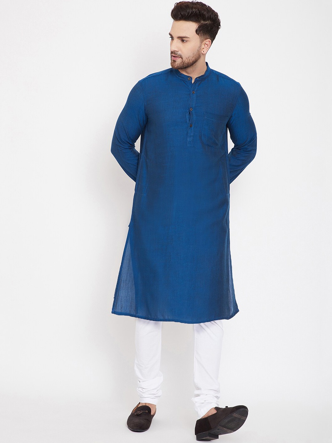 

even Men Blue Solid Straight Kurta